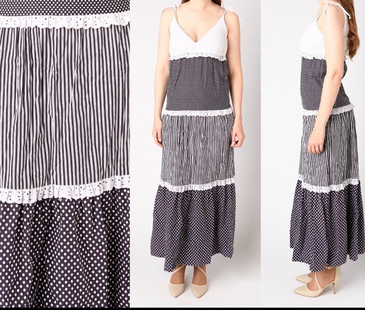 1970s Brown and White Polka Dot /spaghetti Strap Maxi Dress Boho