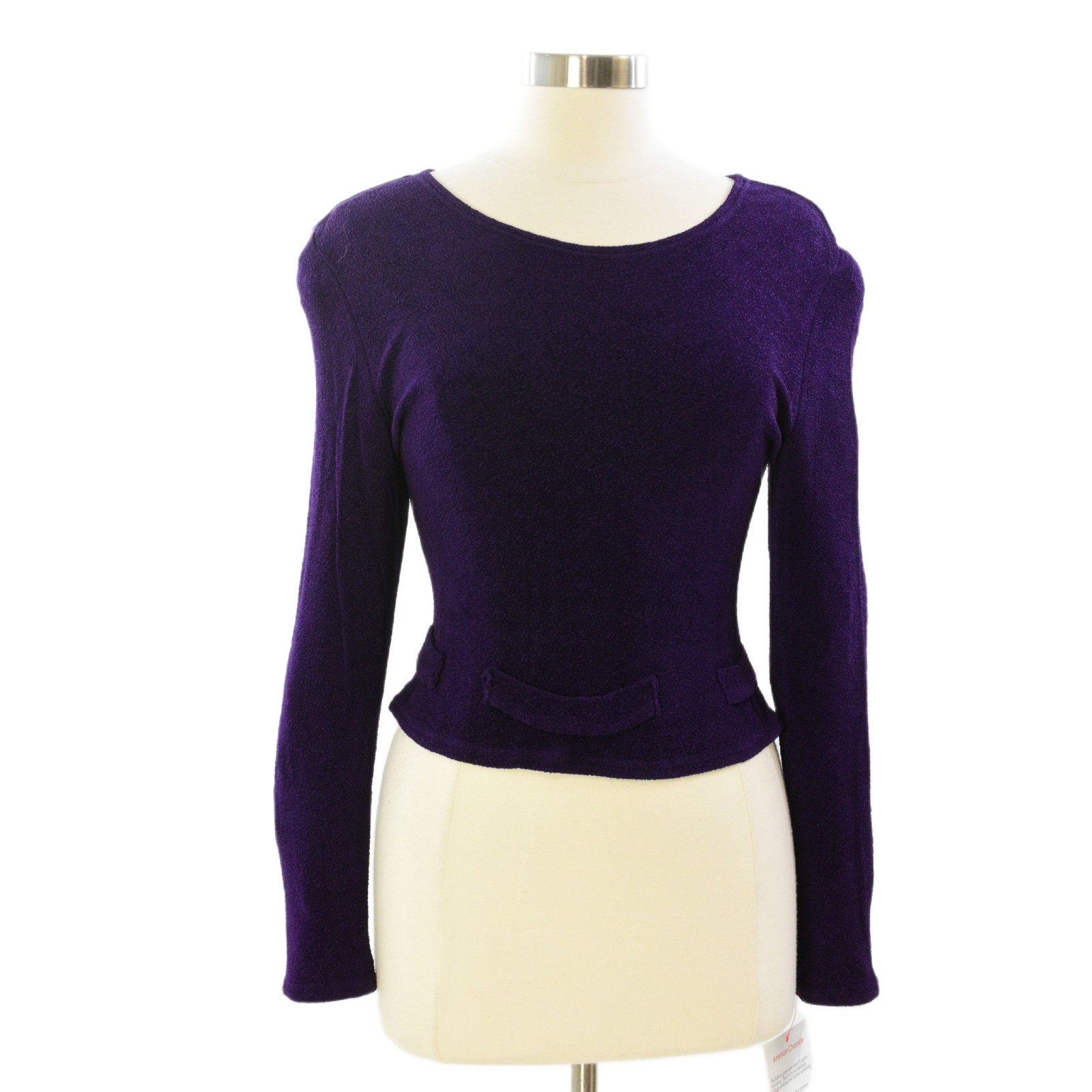 Y2K Vintage Joseph Ribkoff Purple Textured Knit Top Womens 10 Long Sleeve Fitted