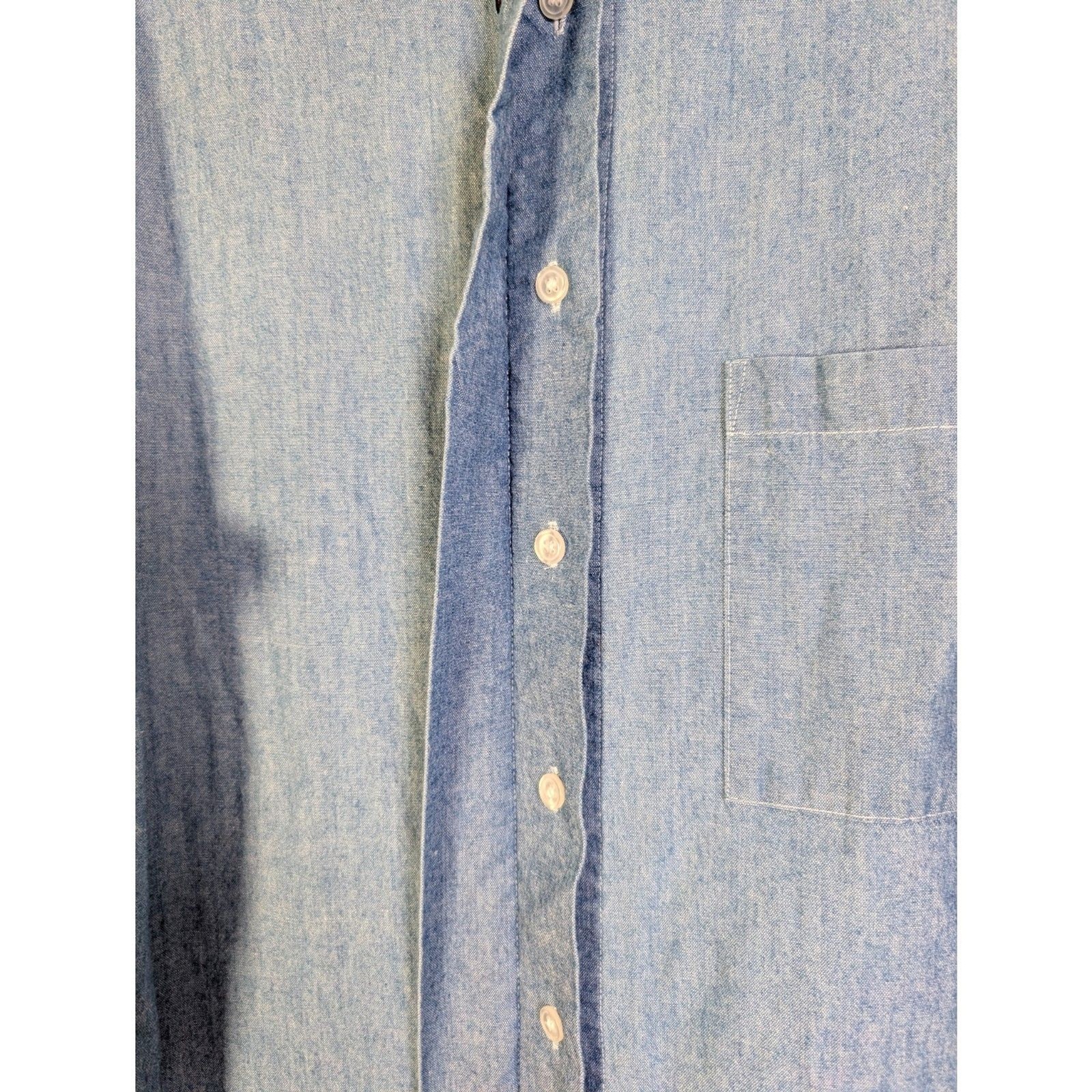 Vintage BellePointe Chambray Shirt Patriotic Star Buttons Americana Cottagecore