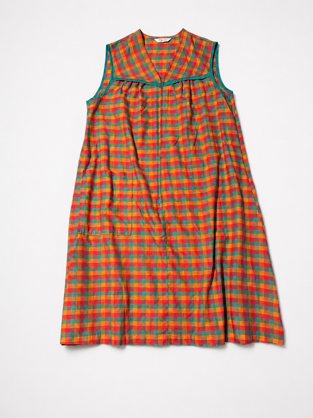 Vintage 60s 70s Komar house dress Gingham USA made Patio Hostess Retro Summer