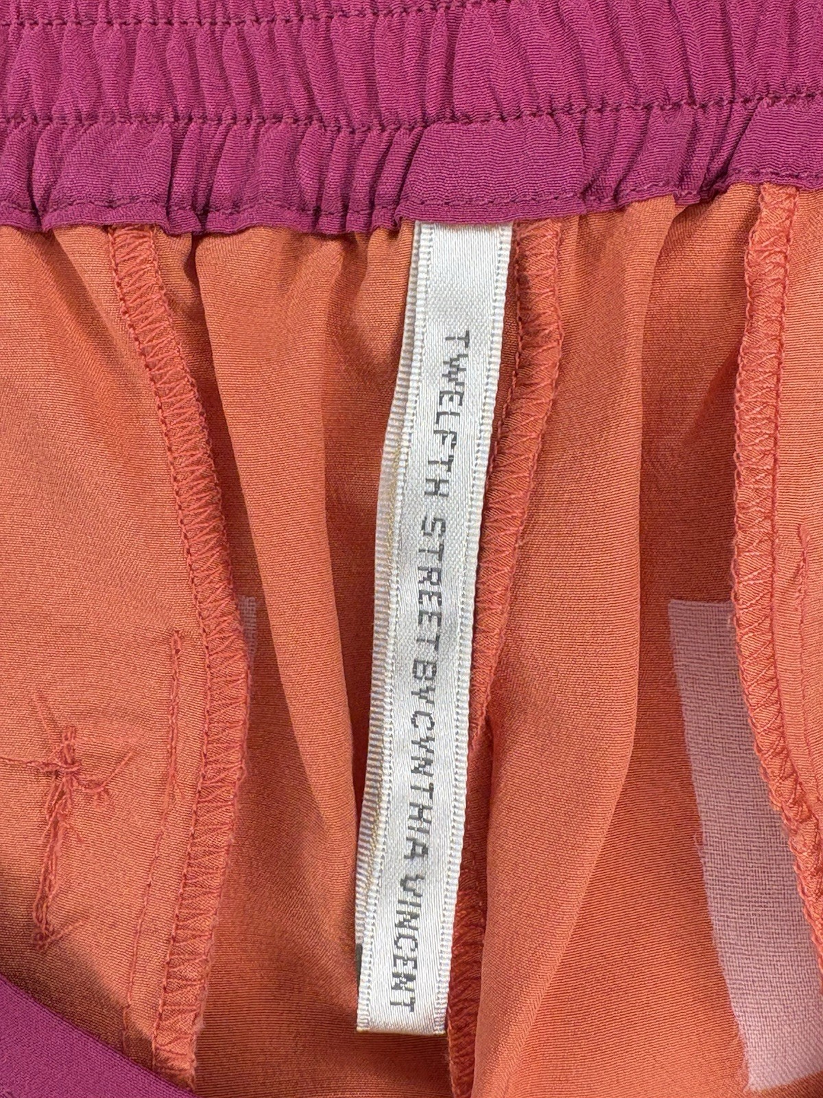 100% Silk Twelfth Street By Cynthia Vincent Orange & Pink Pants Size S