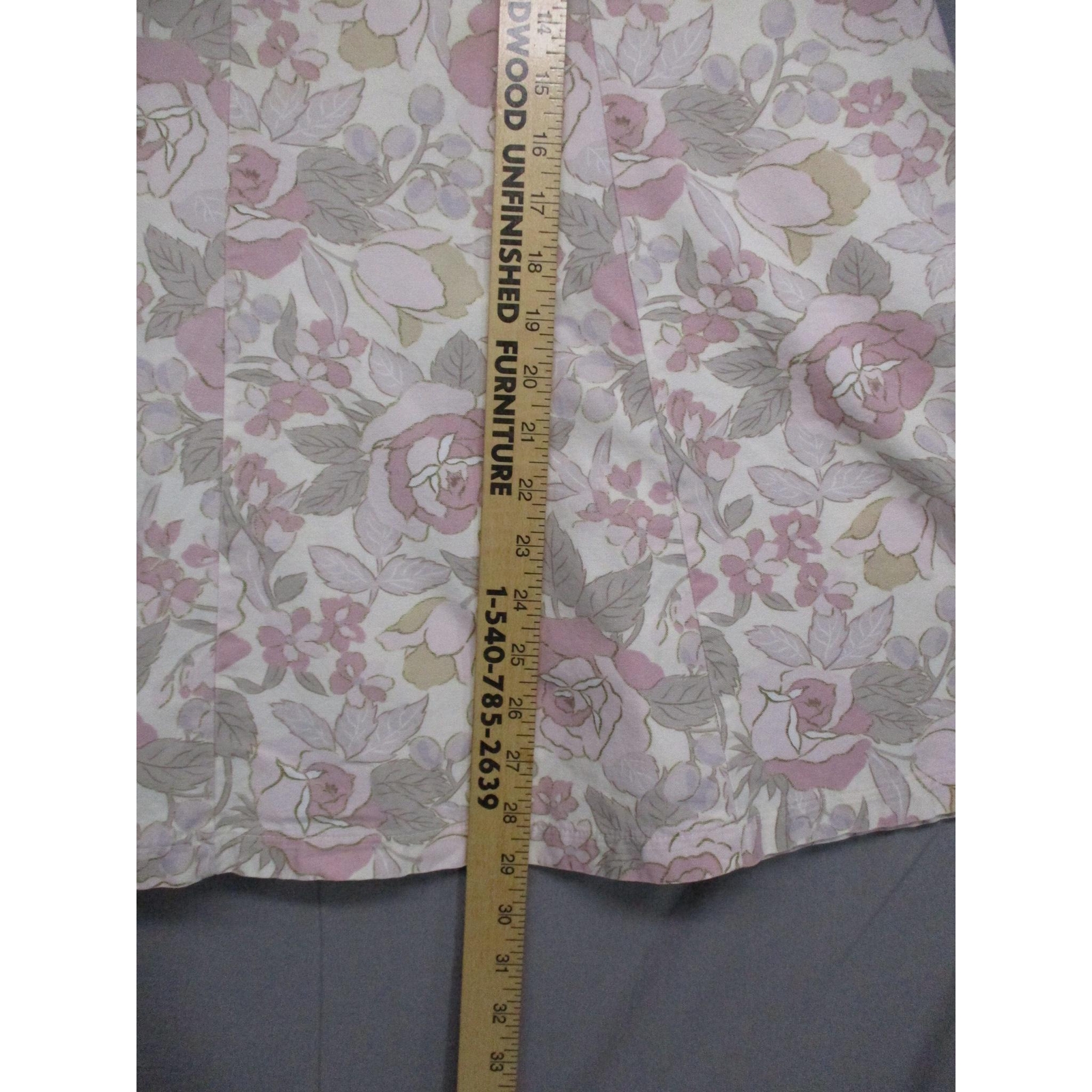 Calico Pink Gray Floral Vintage Boho Chic Aline Skirt Womens Size Large