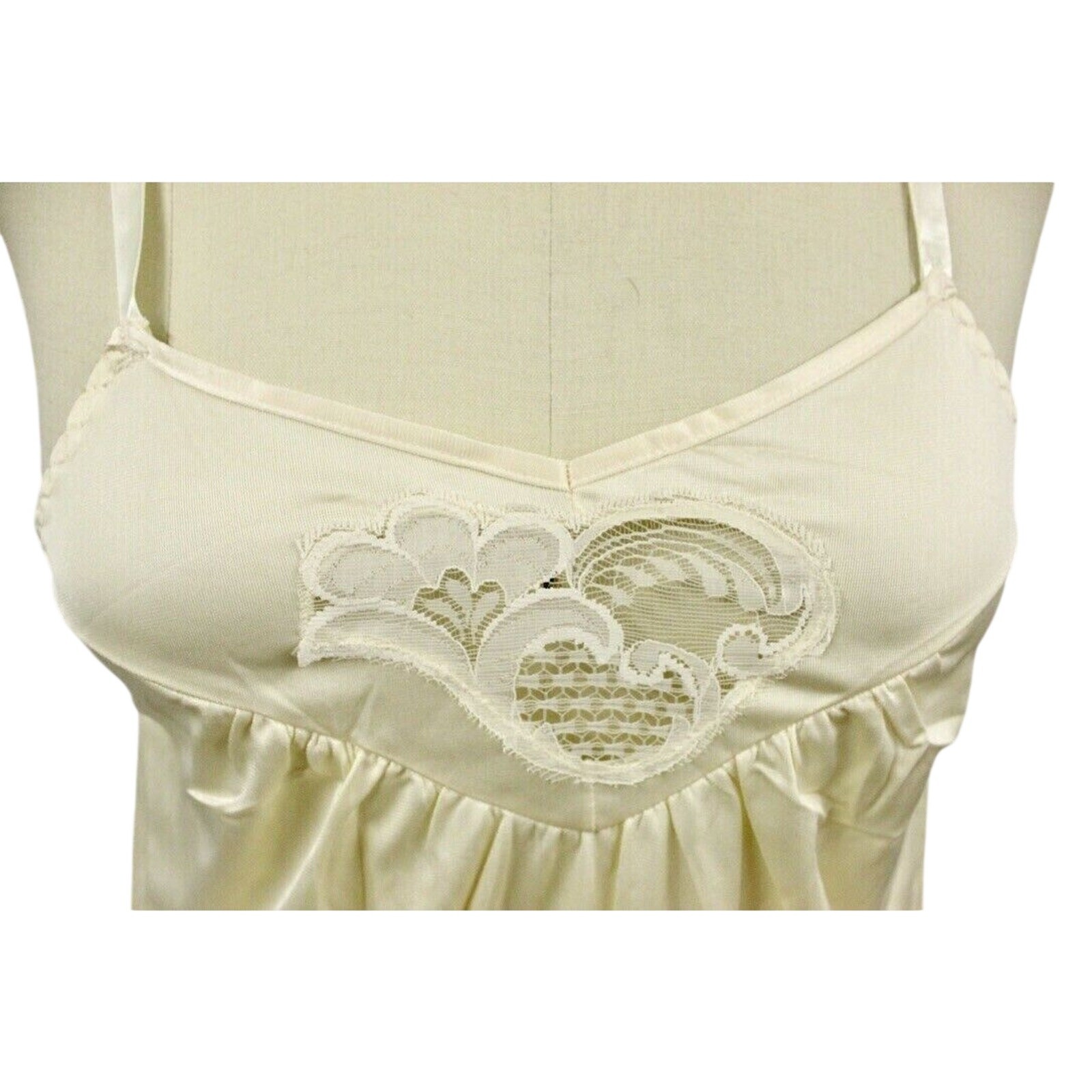 VTG 60s Mary Jane Camisole Antron Nylon Lace Keyhole Beige M NWT