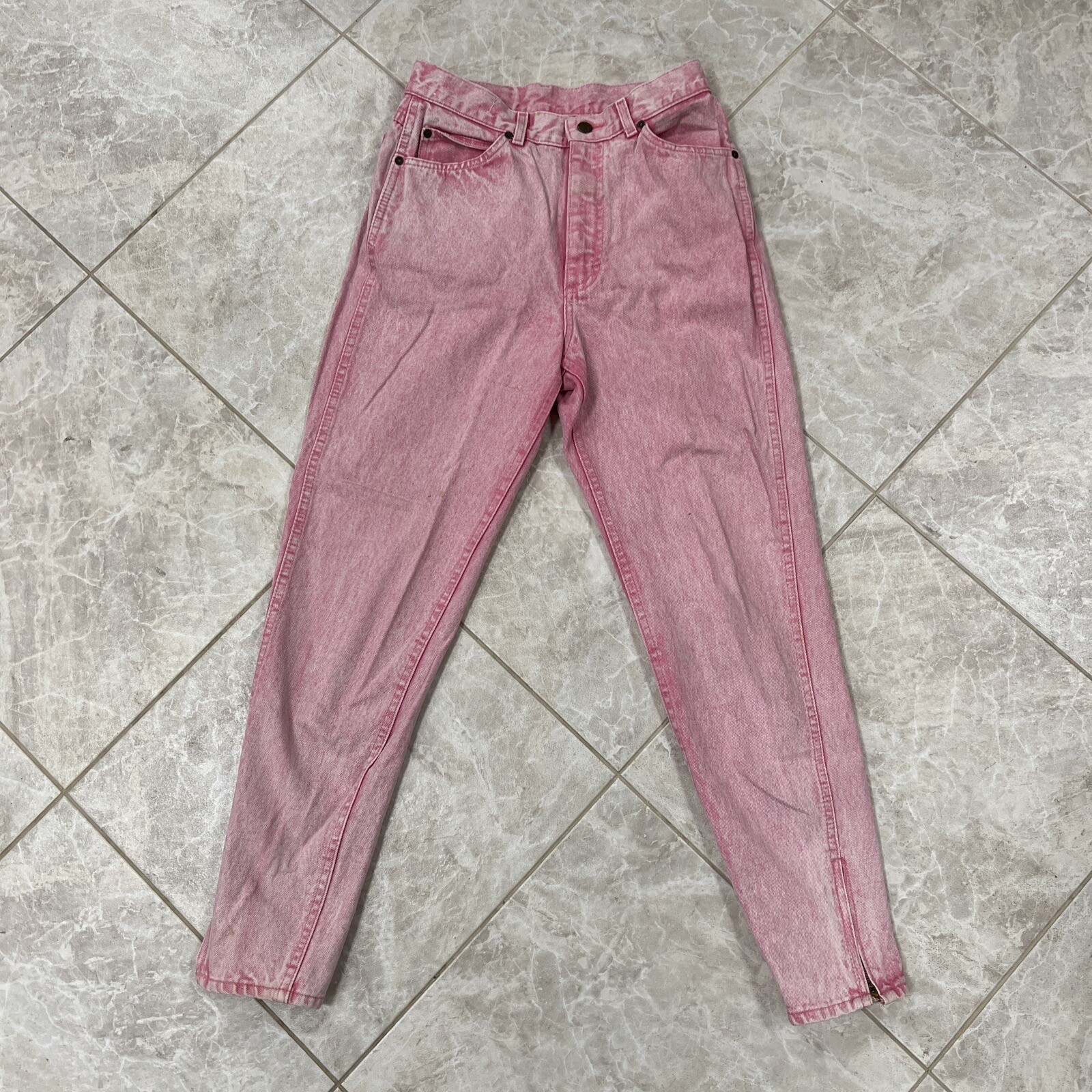 Lee Rare Vintage Women’s Pink High Waisted Jeans – Size 11 Long 28.5”x29 Zip Leg