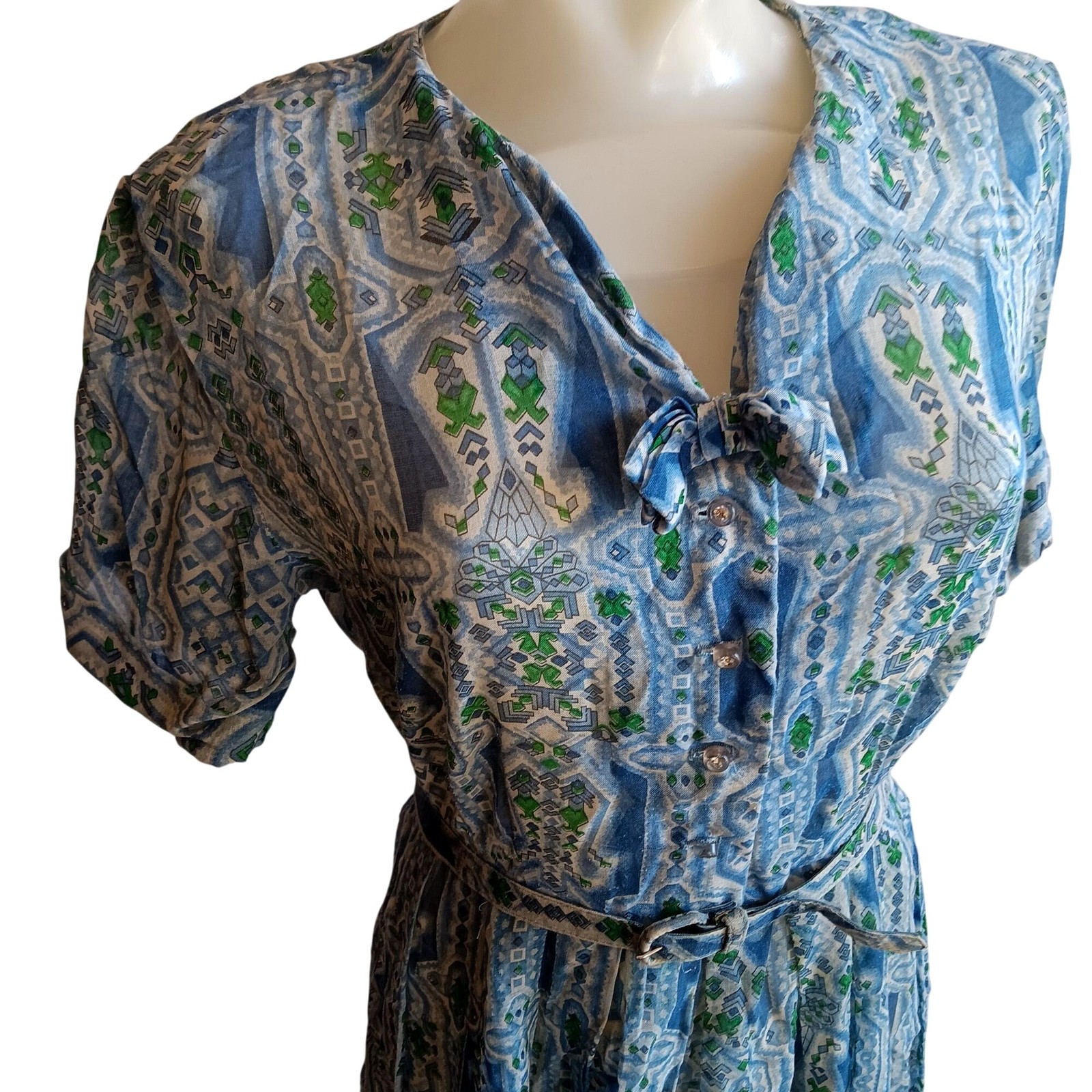 Berkshire True Vintage Dress 10 1960’s Sheer Geometric Print House Belt B-Tween