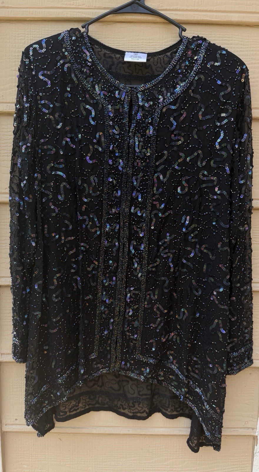 Black Silk Beaded Sequin Cardigan