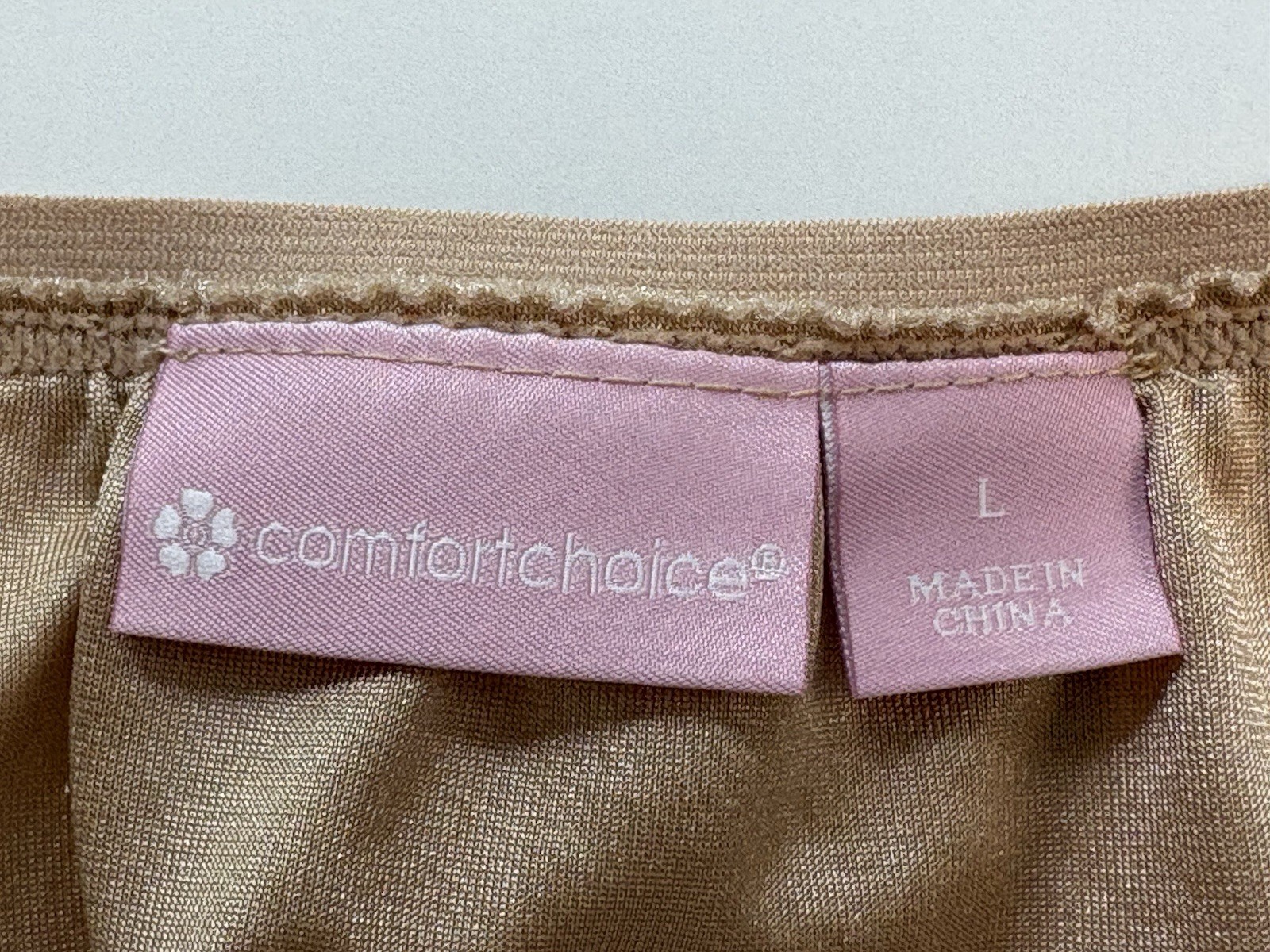 Comfort Choice Women’s Long Half Slip Size L Beige Lace Trim