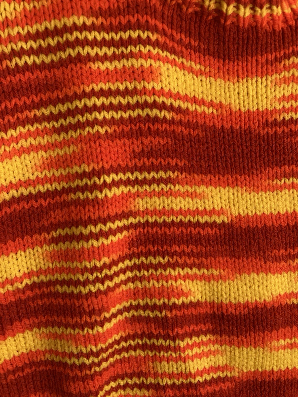 1970s Hand Knit Orange & Yellow Space Dye Sweater Vest