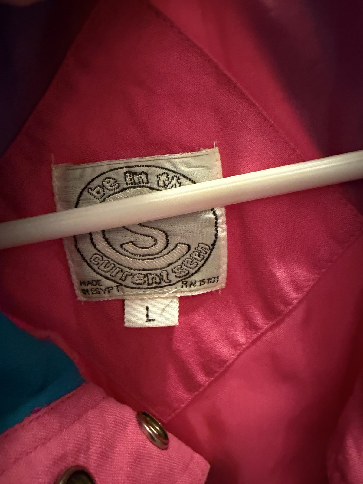 Current Seen 1980s Geometric Colorblock Jacket Pink Blue White Size L