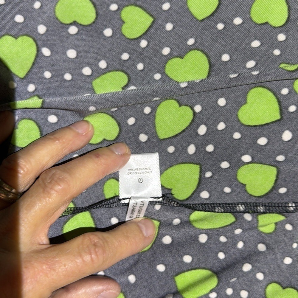 Vicky Tiel | Retro Green Heart Printed Midi Wrap Dress Size: Large