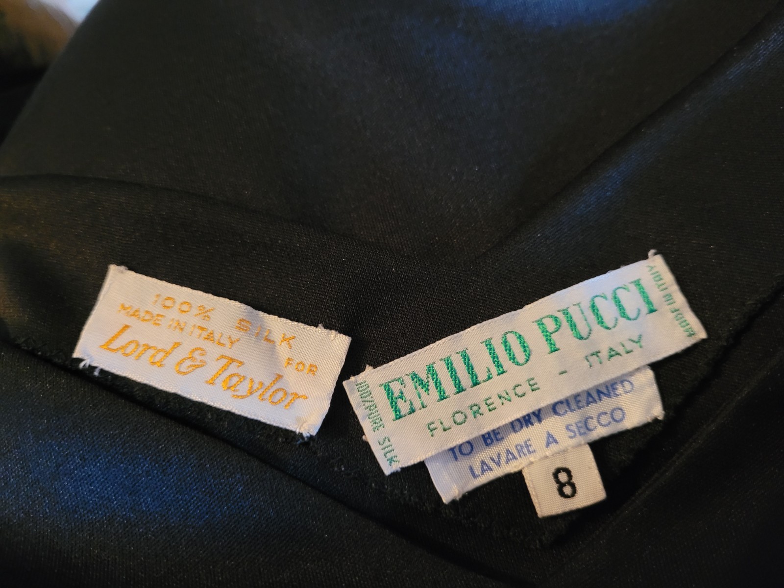 EMILIO PUCCI Vintage Mid 60s Haute Couture Black Silk Jersey Top Pants Set 8 XS