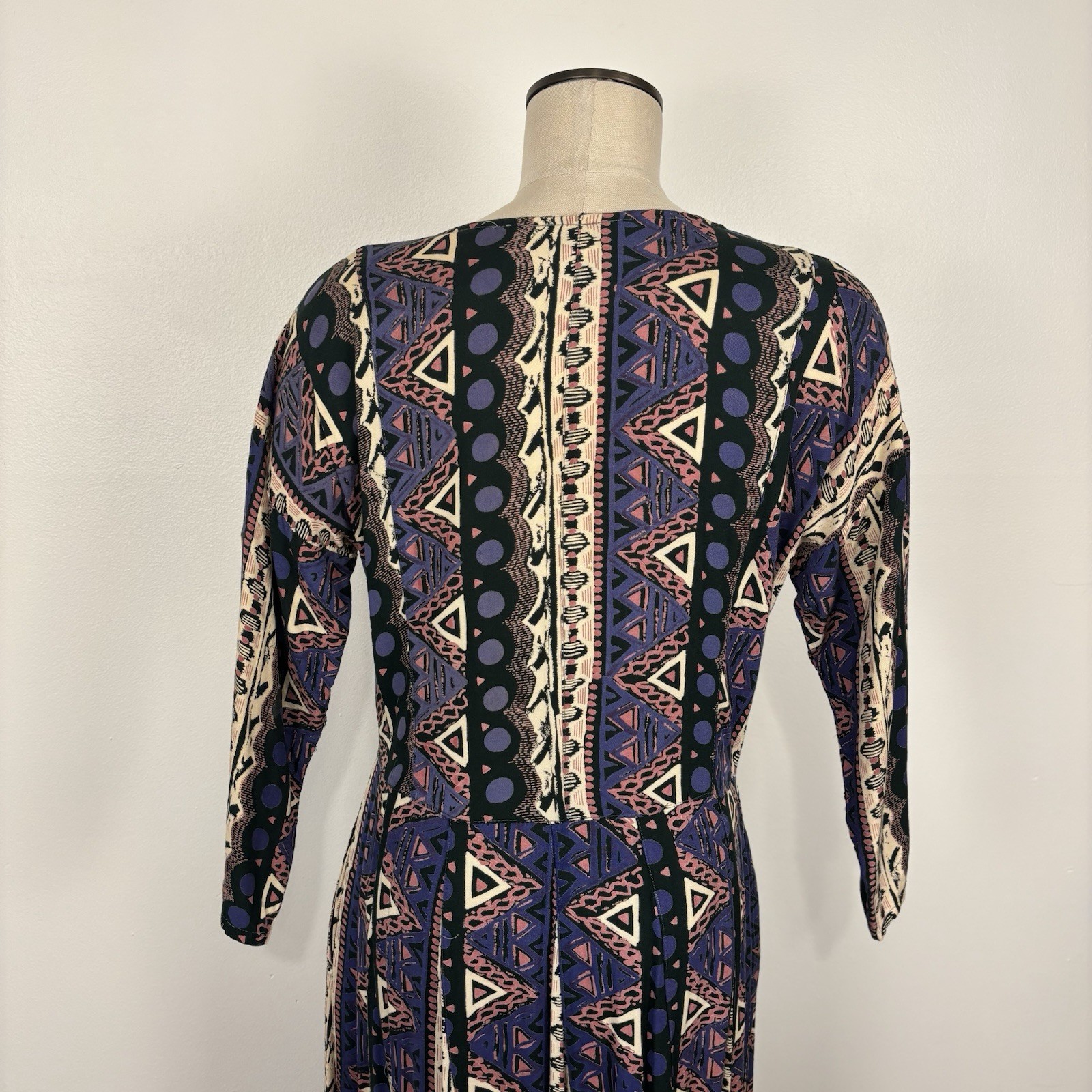 VTG 90s Classic Womens M India Boho Maxi Dress Cotton Rayon Geometric Tribal