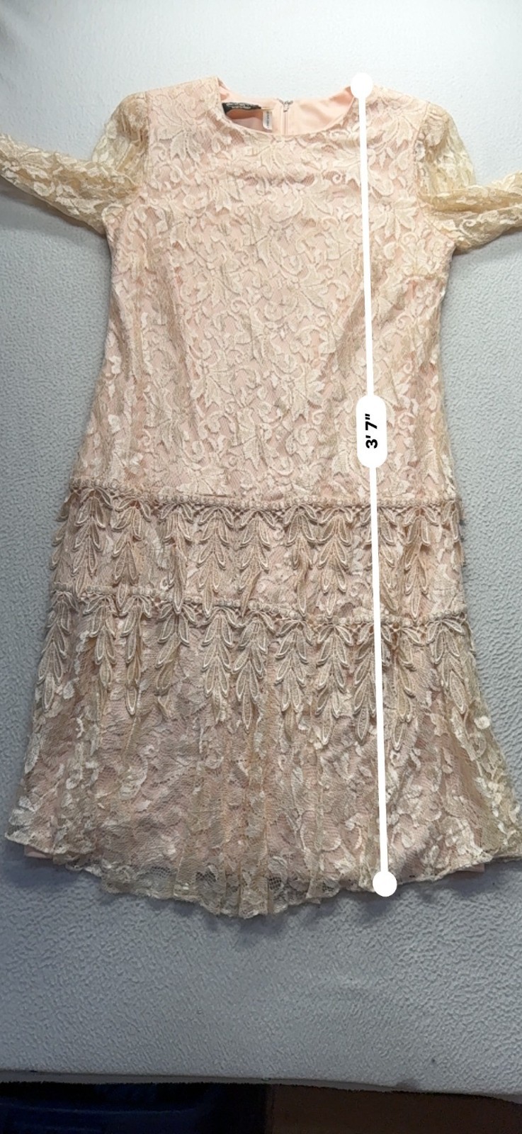 Vintage Blush Lace Tiered Cocktail Dress By Jill Richards Designs #9573