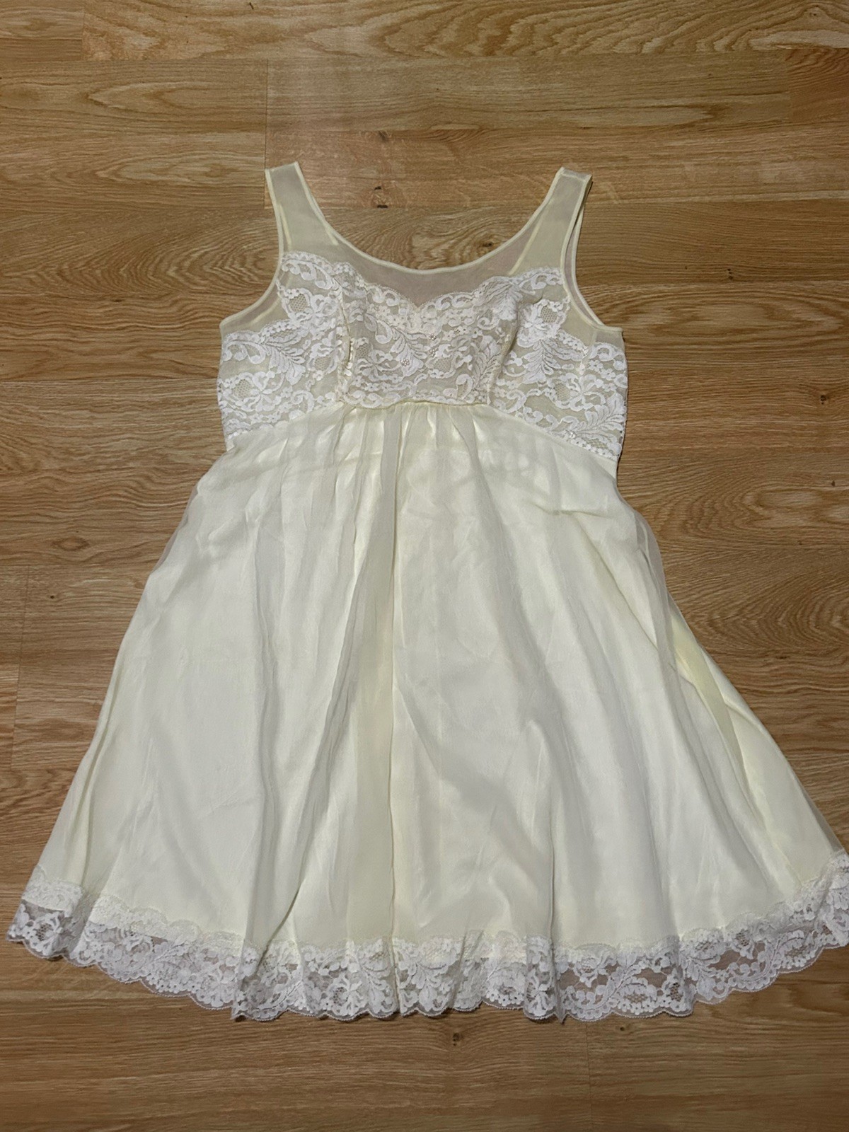 1960’s Shadowline Vintage Nightgown Dress Lingerie ~ Butter Yellow