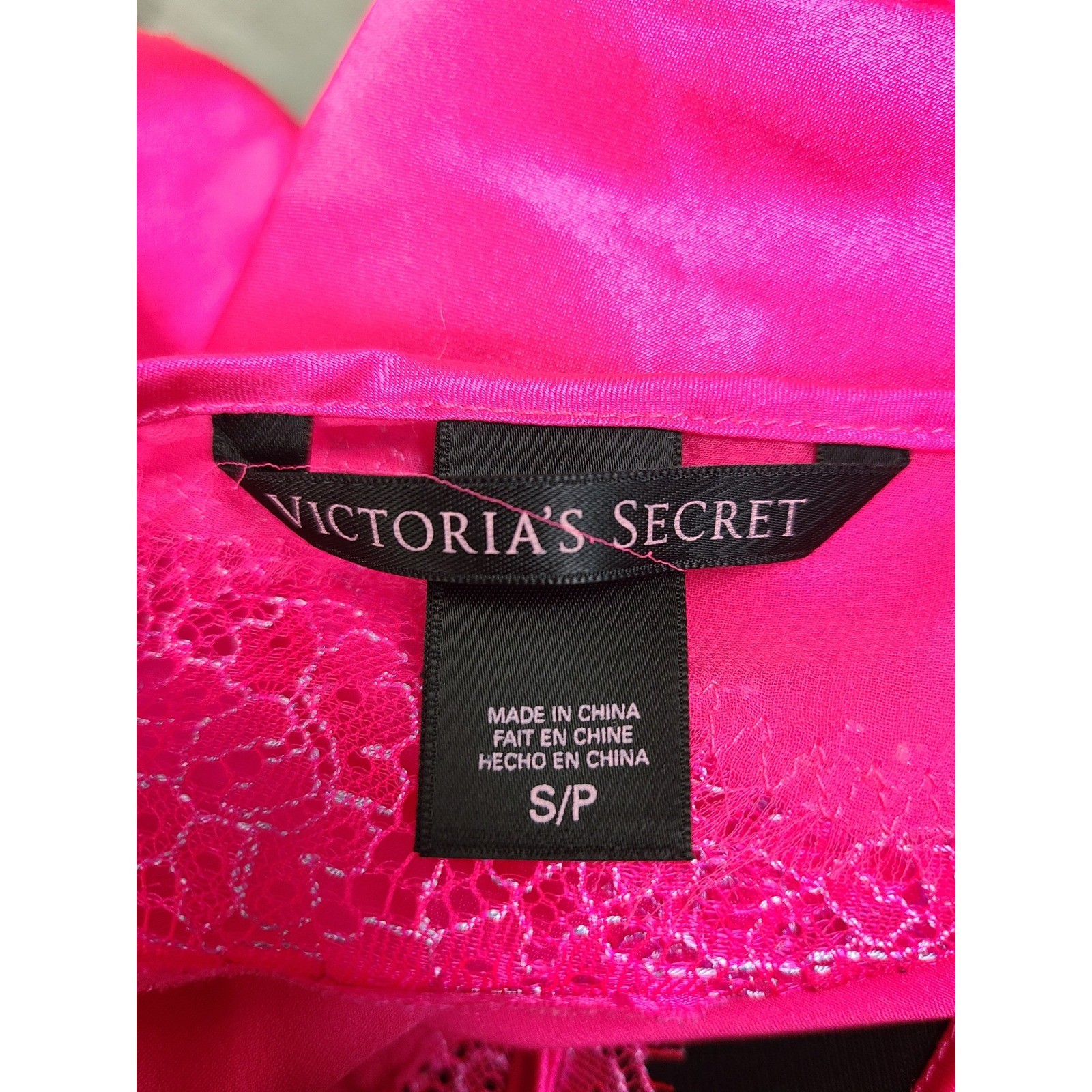 Victoria’s Secret Sz S Mini Slip Dress Hot Neon Pink Lacy Backless Y2K Bimbocore