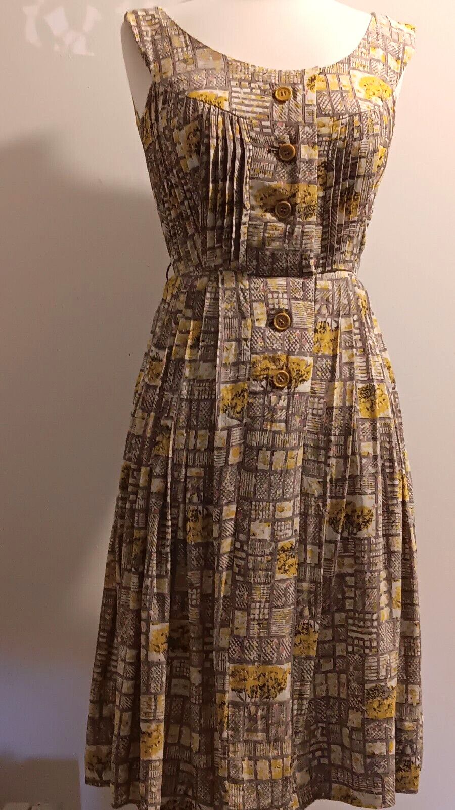 vintage 50’s rayon floral pleated CARLYE sundress sz S dress