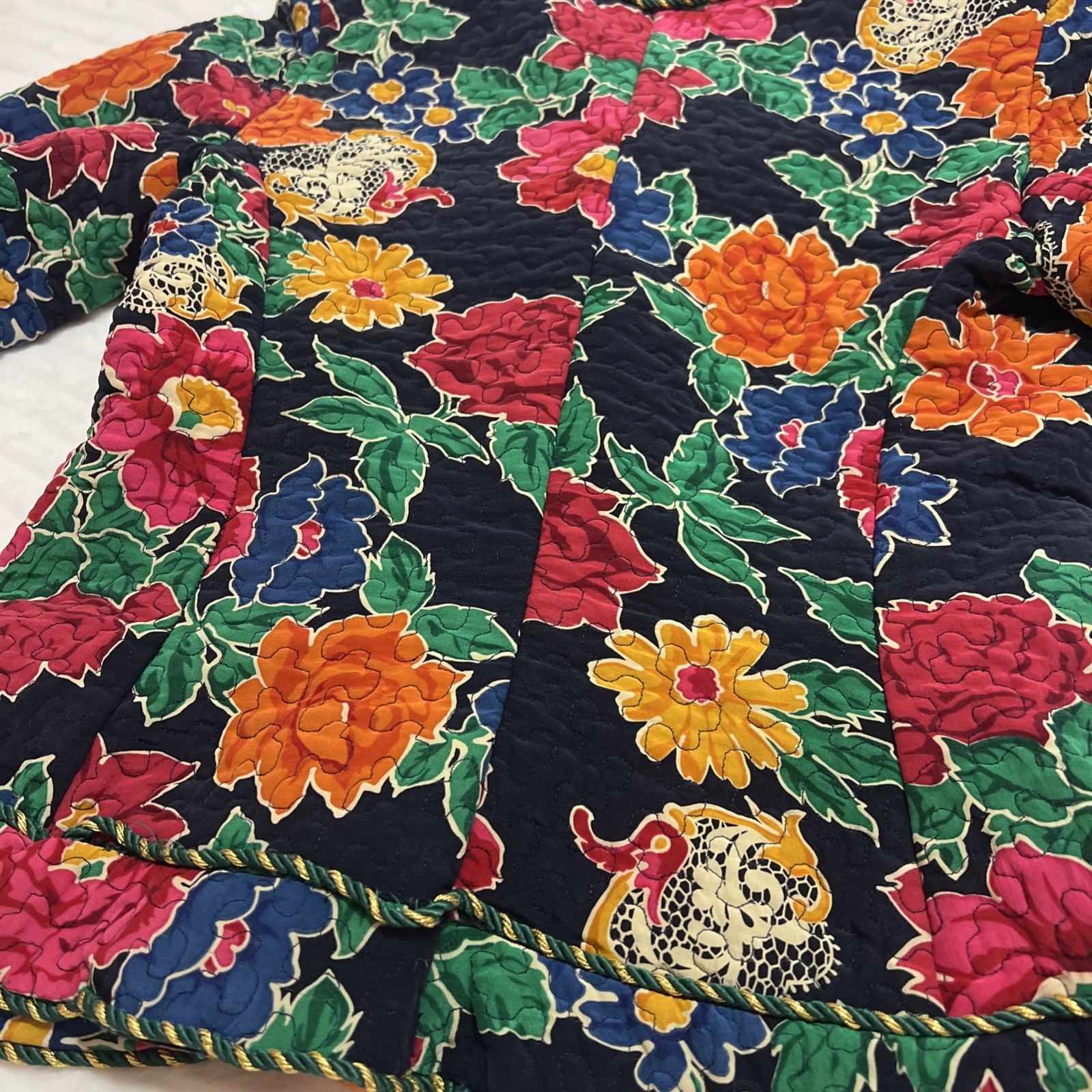 VTG Richie Freeman for Teri Jon 100% Silk Floral Blazer Jacket S10Made In Korea