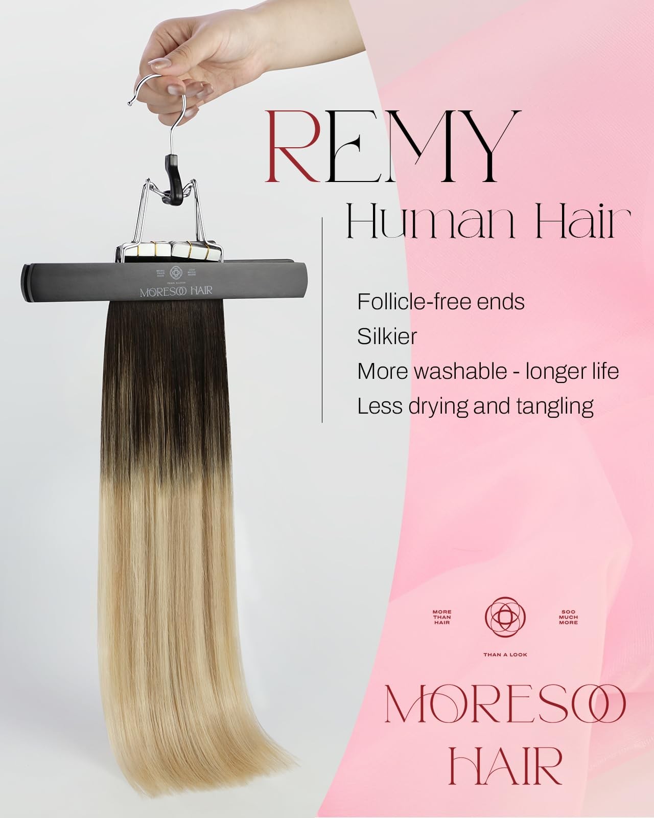 Moresoo Tape in Hair Extensions Human Hair Straight Tape in Extensions Real Hair