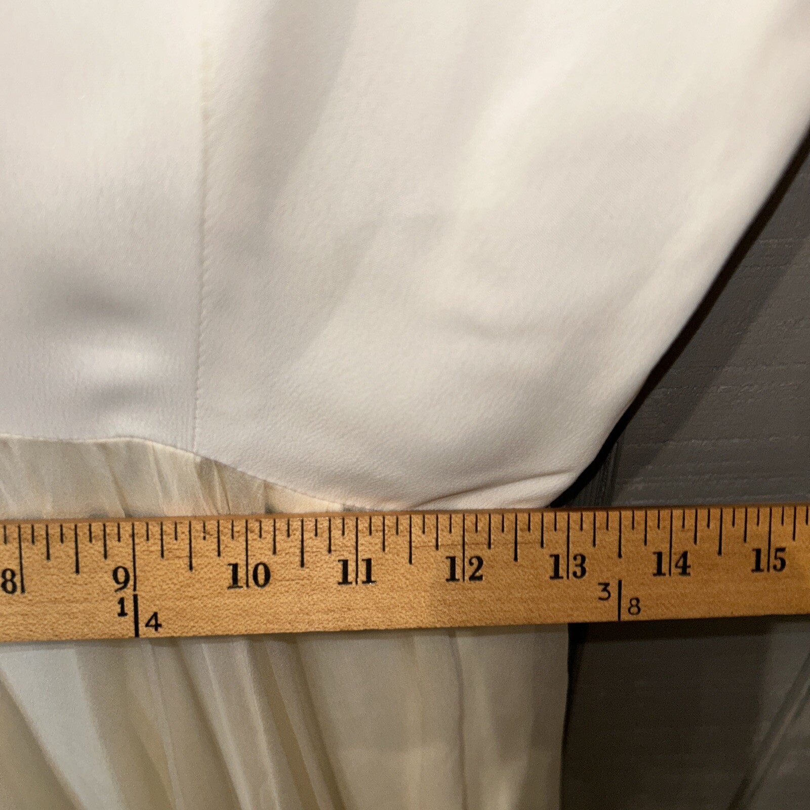 Pat Sandler Chiffon Ivory Cocktail Dress Sequin Lace Top Flowy Bottom S/M