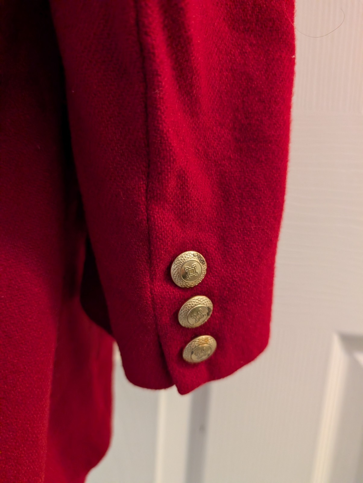 Laura Scott Vintage Blazer Red Wool Shell Gold Buttons Women’s Size 14