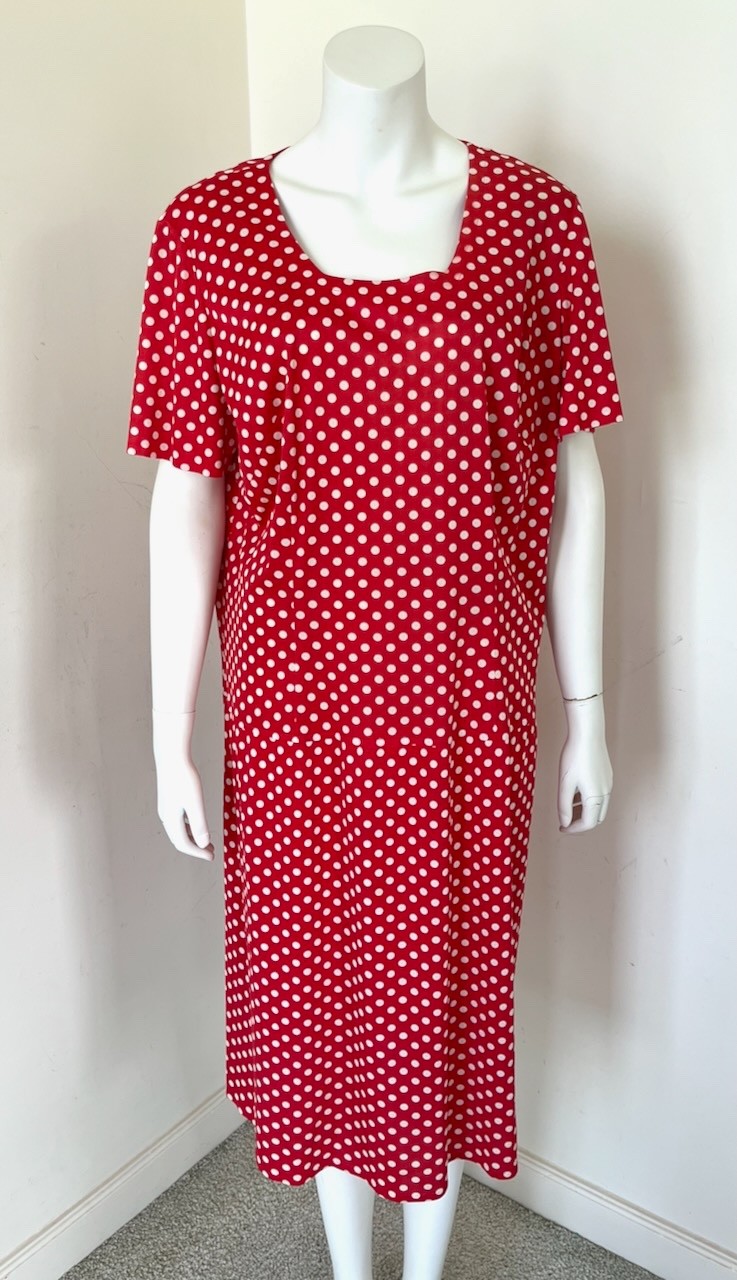Vintage 60’s Red & White Polka Dot Drop Waist Dress Size XL