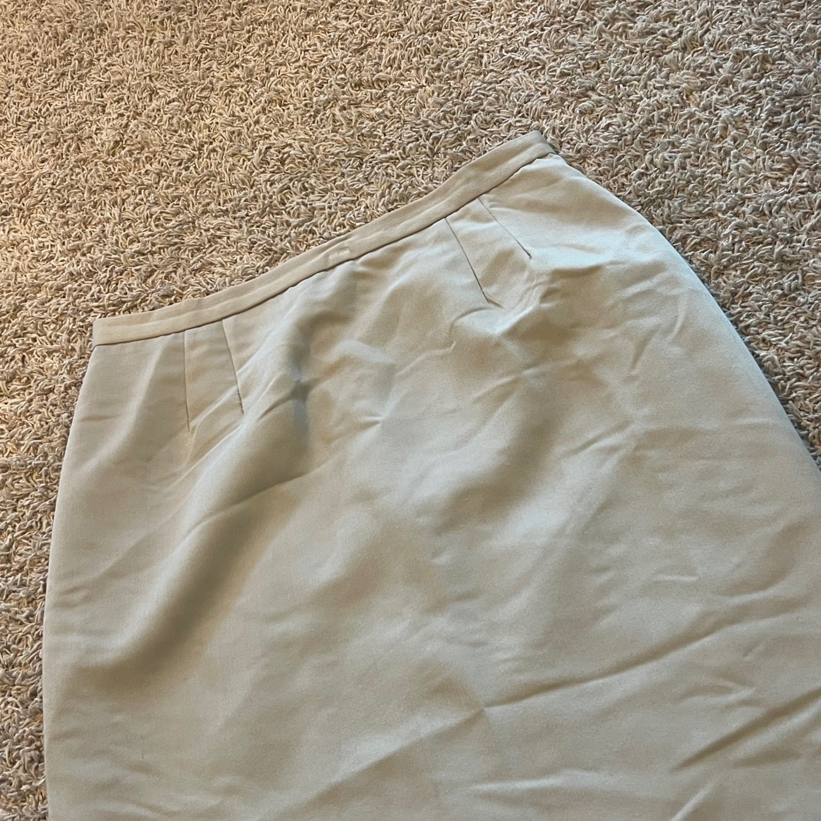 Michele New York Vintage Tan Beige Maxi Skirt Size 16 High Waist Back Slit USA