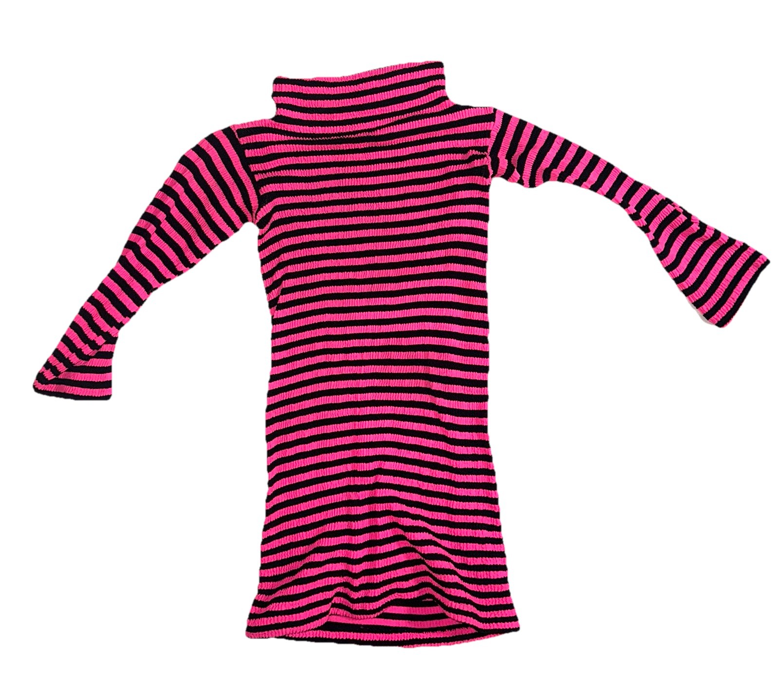 Vintage 80’s Bodycon Pink And Black Striped Dress Small/Medium