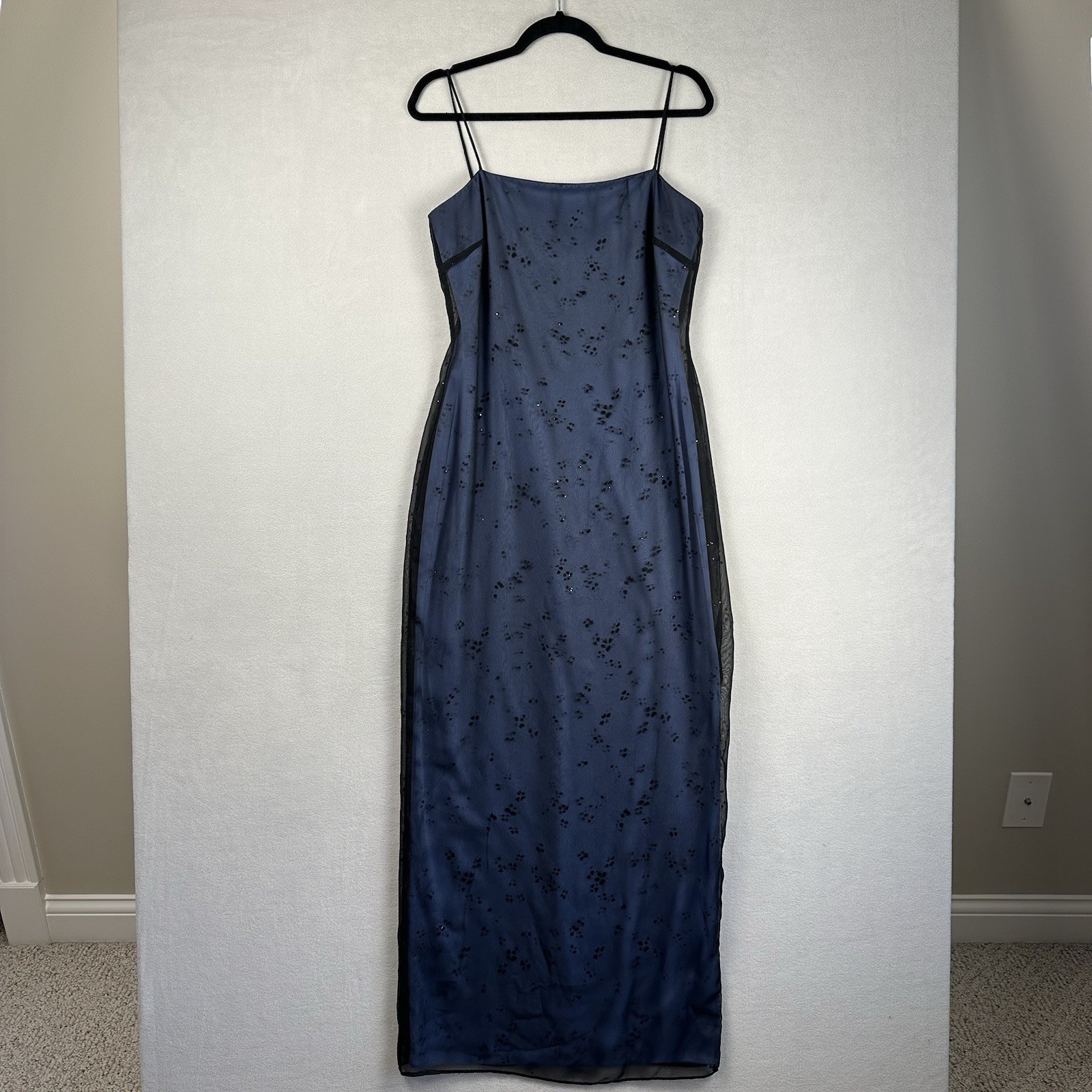 Vtg Arianna By Rachel Kaye Mesh Overlay Dress Sz 10 Blue Blk Sparkle Whimsygoth