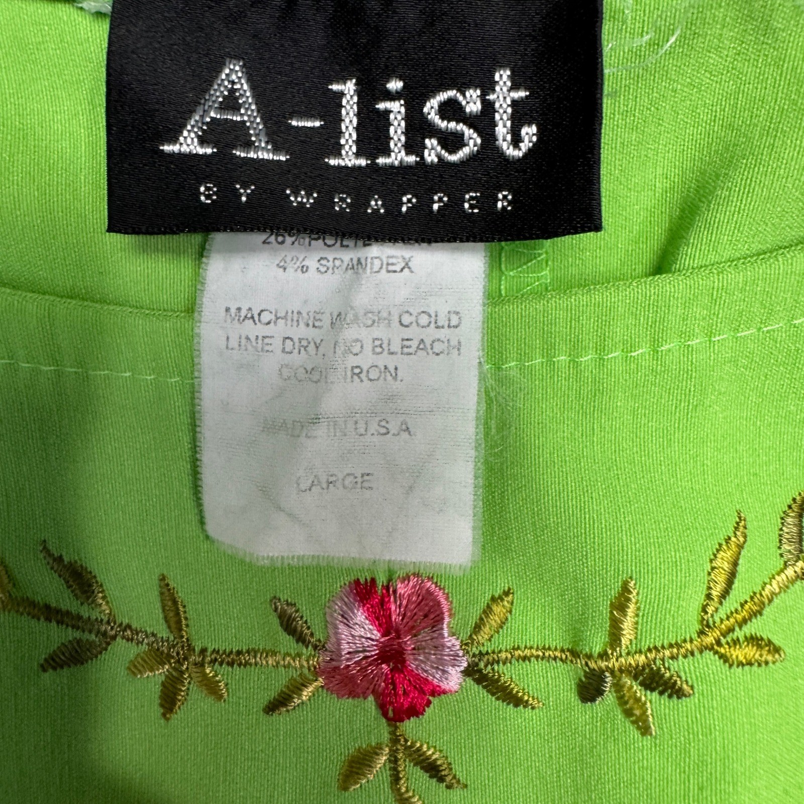 A-list by Wrapper Green Embroidered 2 Piece Pant Set Vintage Large IN3151134