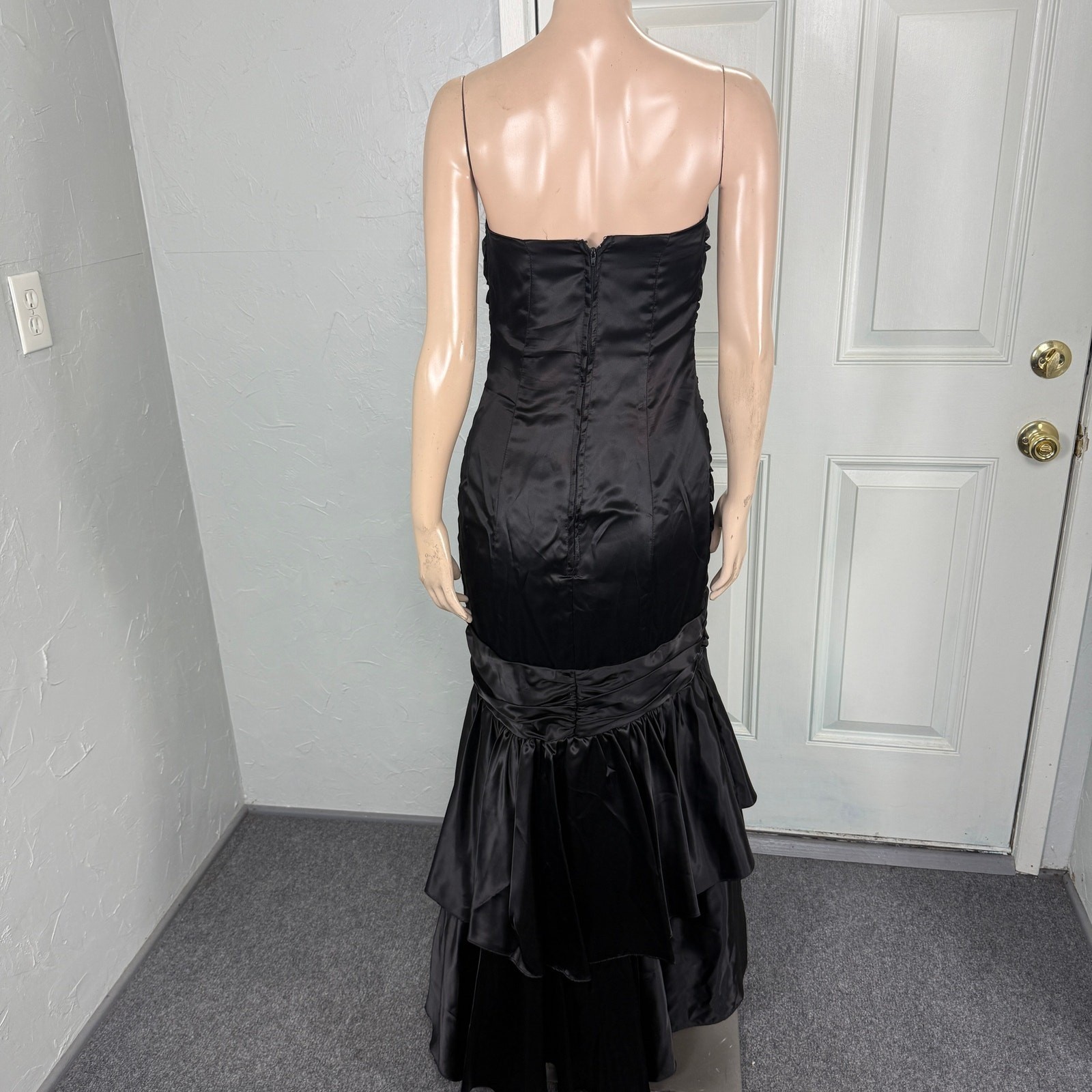 Vintage 80s 90s Mermaid Prom Women’s Dress Sequin Formal Maxi Strapless V3-11