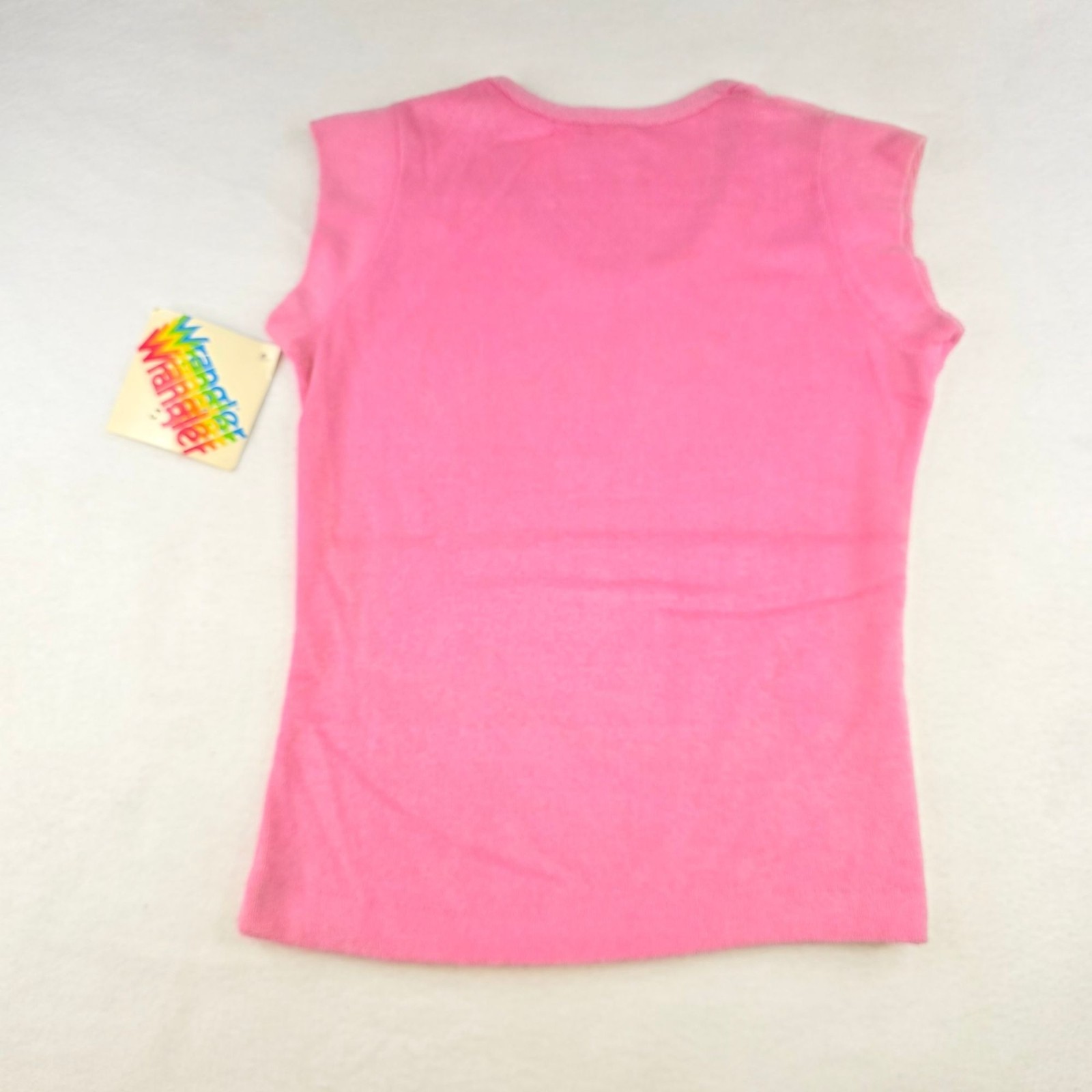 Vintage Wrangler Cap Sleeves Terrycloth Tee M Pink Deadstock USA Indie Coquette