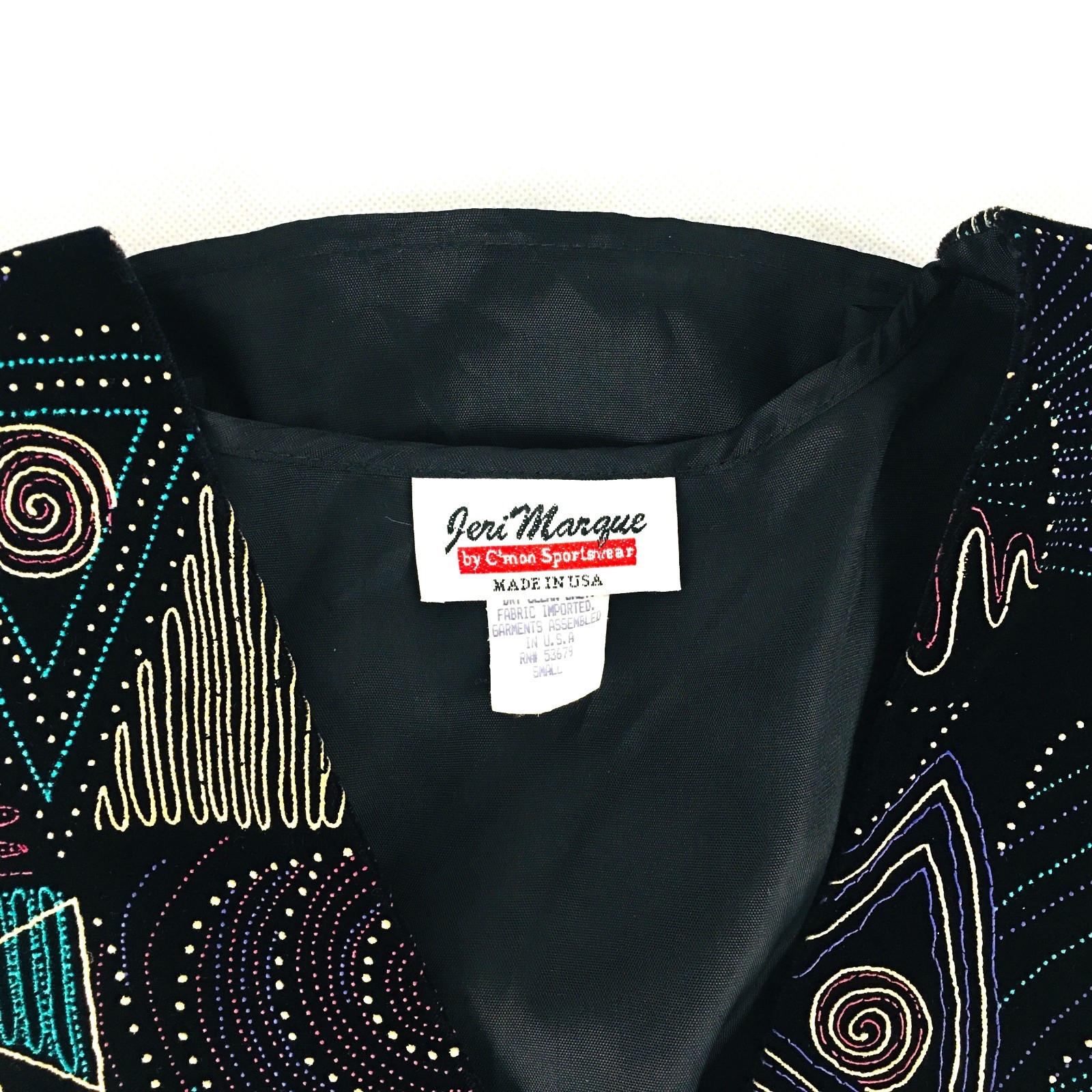 Womens Vintage Jeri Marque by C’mon Sportswear Multi-Colored Vest Size Large