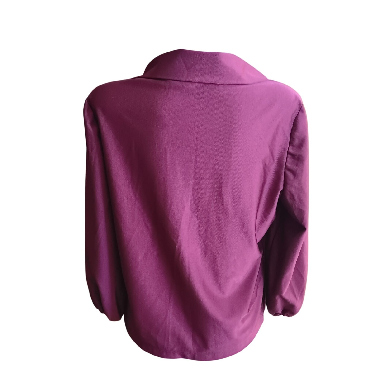 Stretch Polyester True Vintage Medium Top 1970s Handmade Red Big Collar USA
