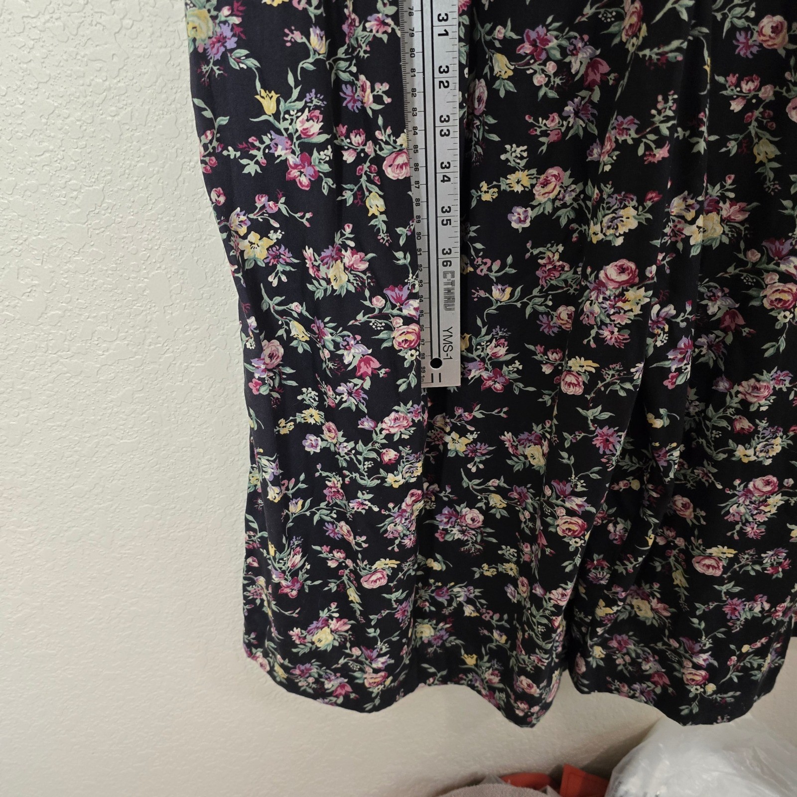 Vtg 90s EXPO Floral Rayon Jumpsuit Made in USA Dark Floral Whimsigoth Size 14