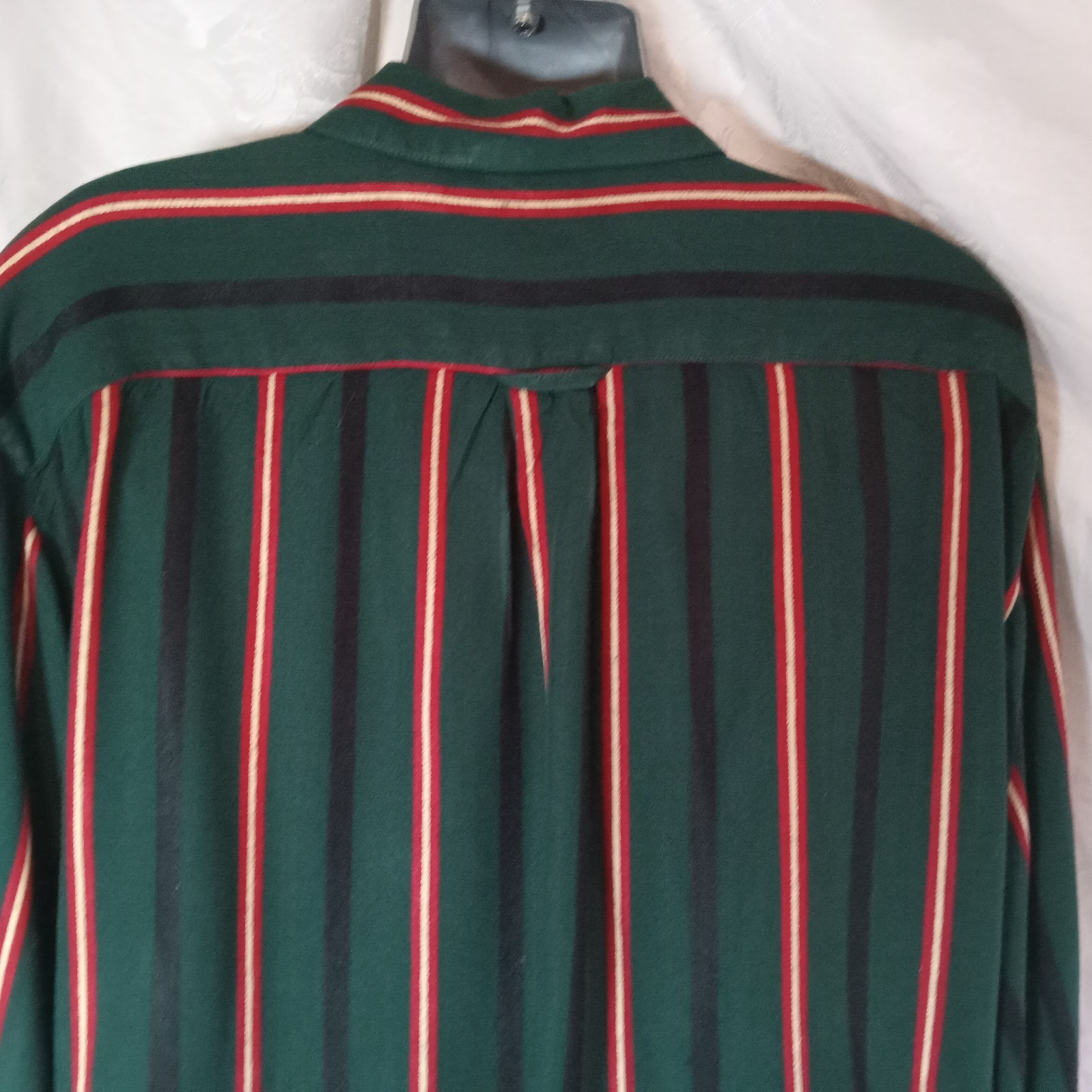 Esprit Women’s Shirt Button Down Green Red Stripe Preppy 1980s Size M Vintage