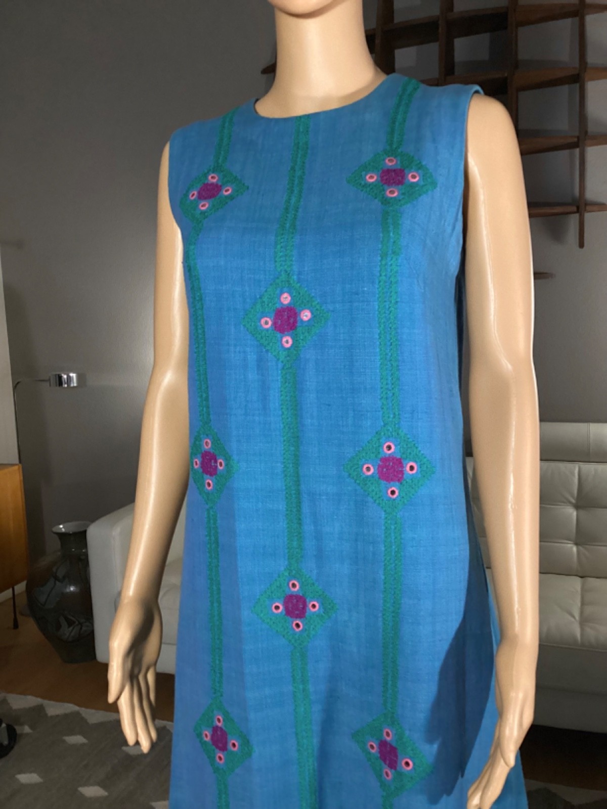 Vintage 60’s 70’s Pakistani Cotton Embroidered Maxi India Dress Hippie Boho