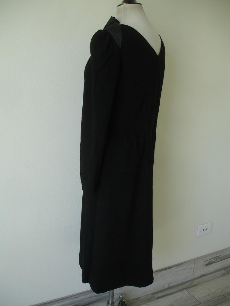 Women’s M POSH by Jay Anderson Vtg 1960’s Black Romantic Ruffle Bow Front Dress