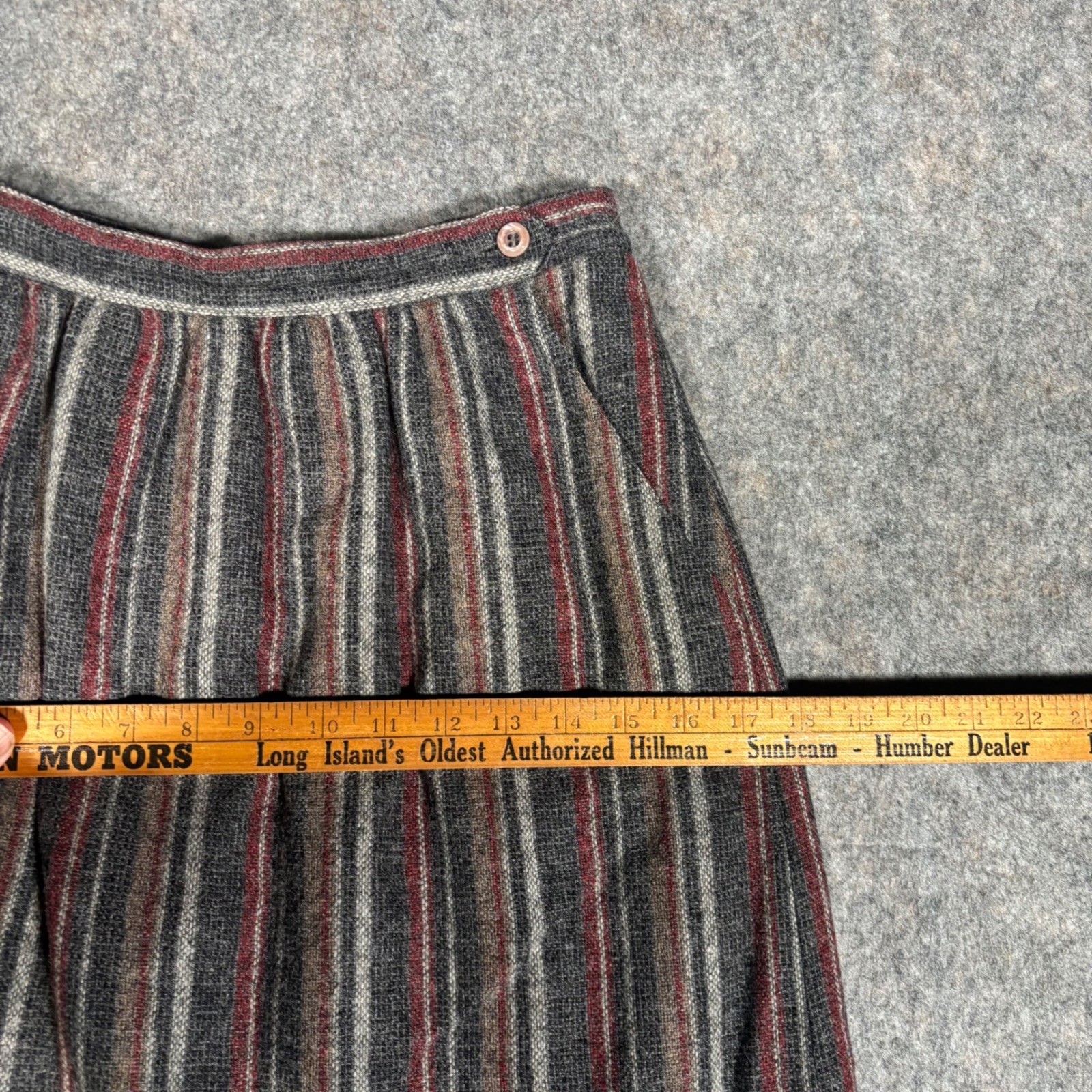Barclay Square Striped Midi Skirt Womens XXS (24″) USA Made Wool Mohair VTG