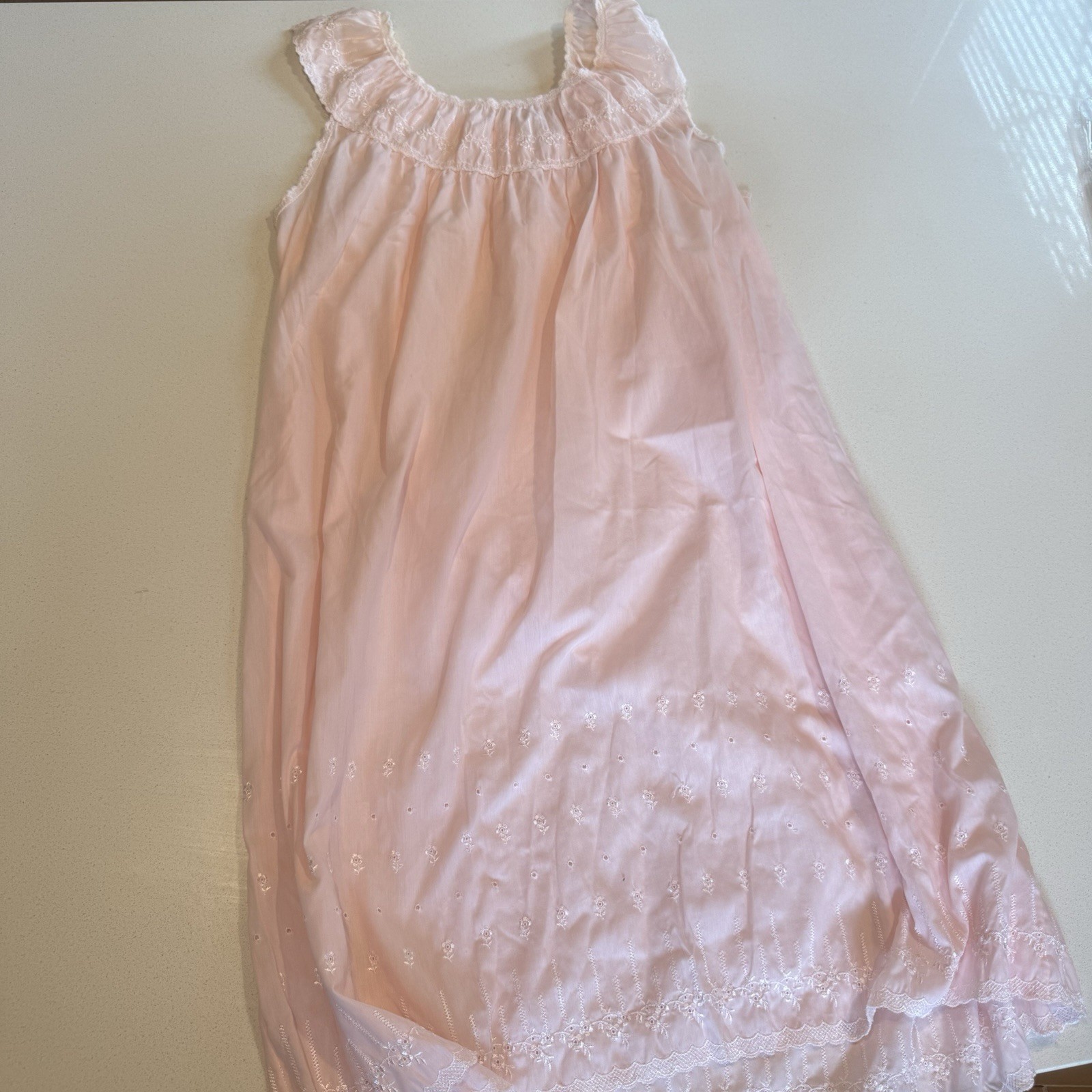 Vintage Komar Pink Nightgown Dacron Nylon Cotton Blend Size Large