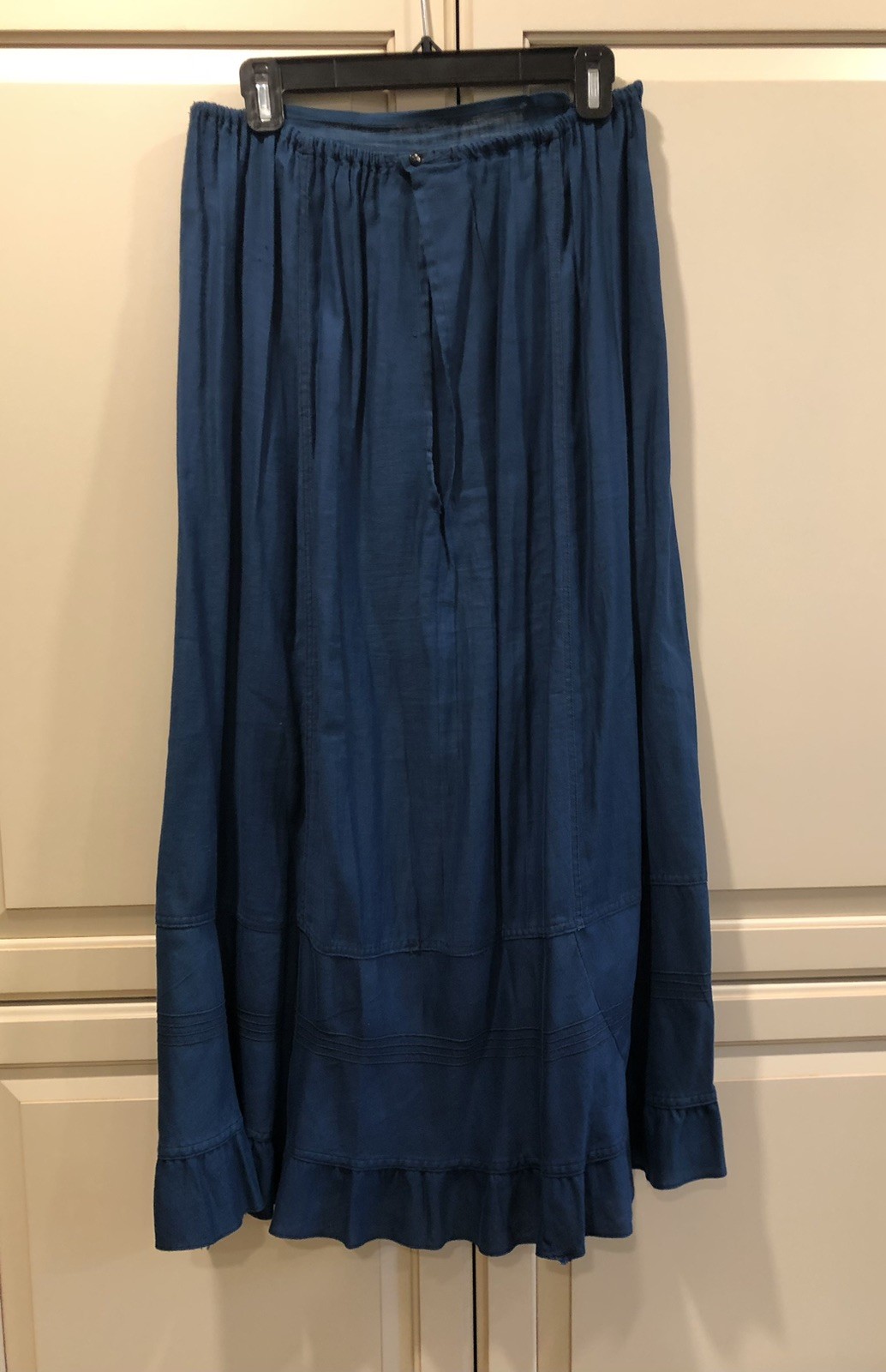 Antique Victorian Eduardian Indigo Blue Tiered Half Slip