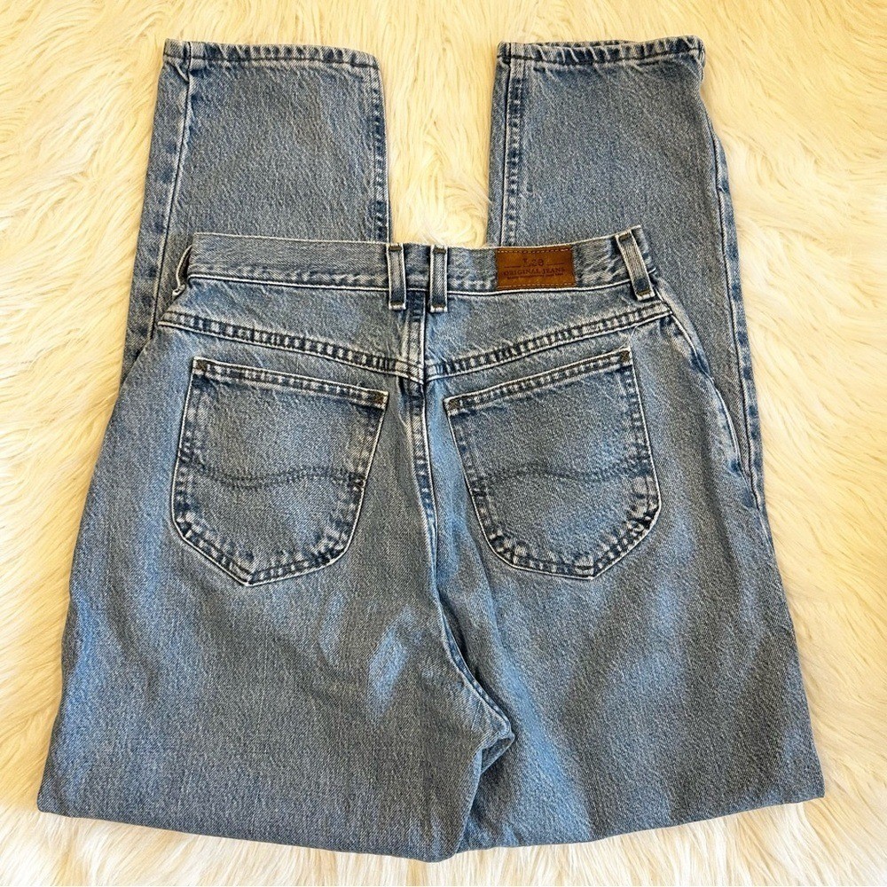 Vintage Lee High Waisted Mom Jeans Medium Wash Blue Tapered Leg Size 12M