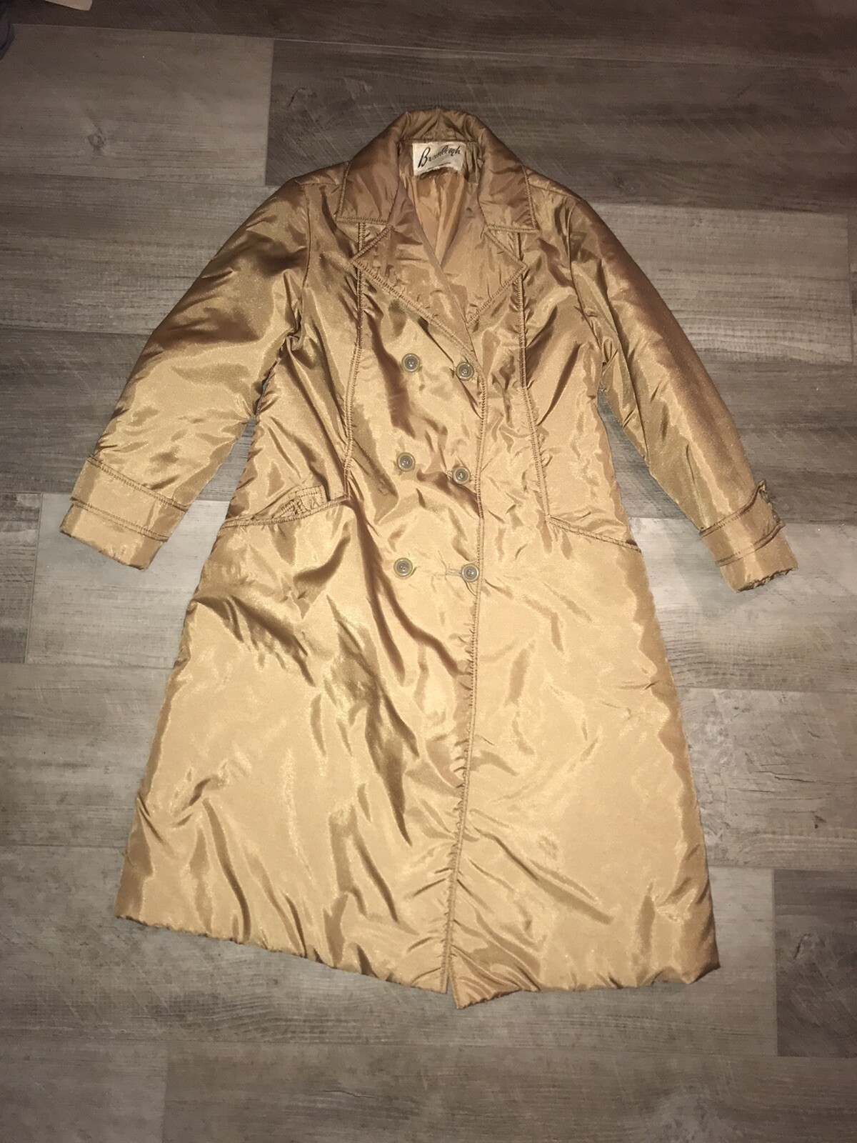 BROMLEIGH Vintage 70’s Taupe/Beige Puffer Double Breasted Belted Coat Sz 12 PUC