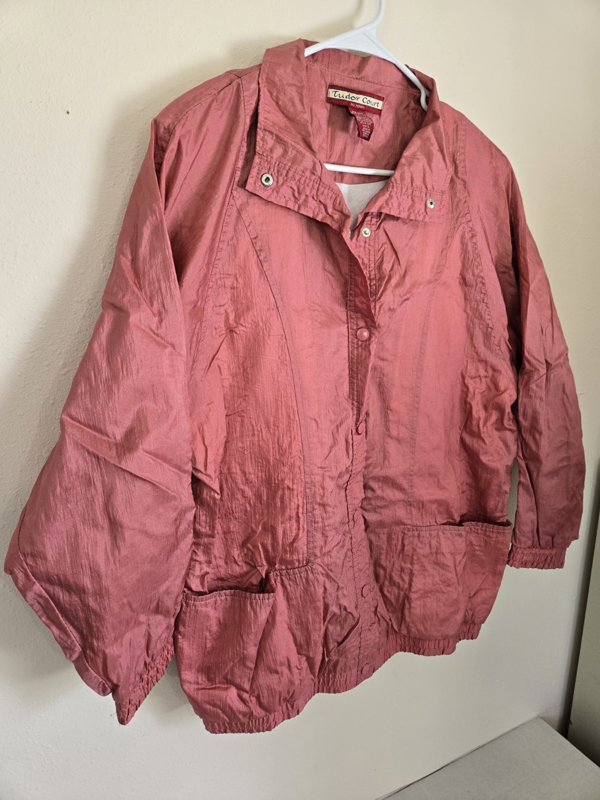 80’s/90’s Tudor Court by Haband Metallic Lg. Pink Jacket Windbreaker FREE SHIP