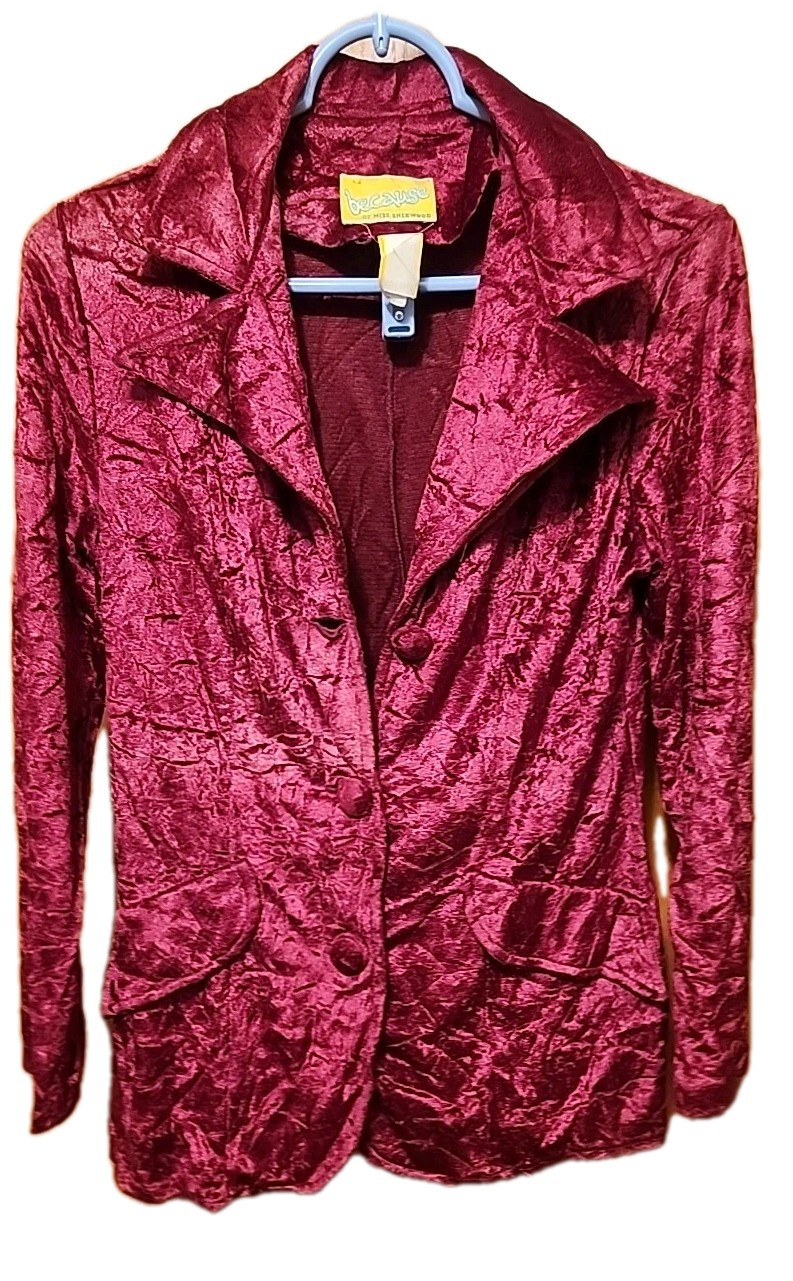Vintage Crushed Velvet Two Peice Skirt And Jacket Dress Miss Sherwood Boho Rose