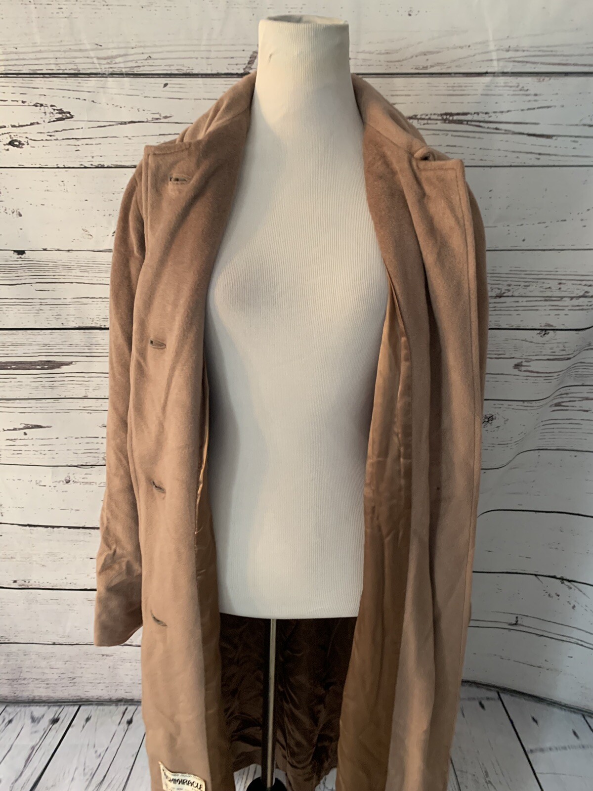 Vintage Kashmiracle Brown Coat By Wellington Fashions Sz XL Lined Trench Coat