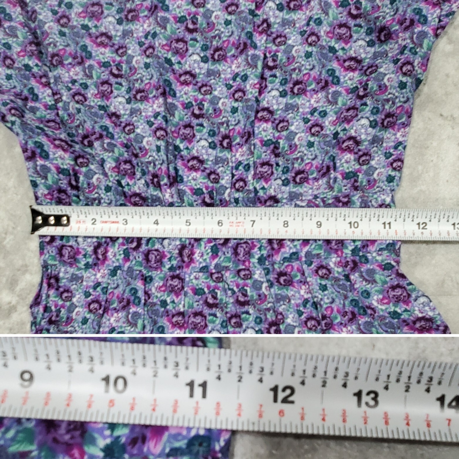 Vintage Karin Stevens Dress Size 4 Midi Floral Smocked Waist Pleated Tea Party