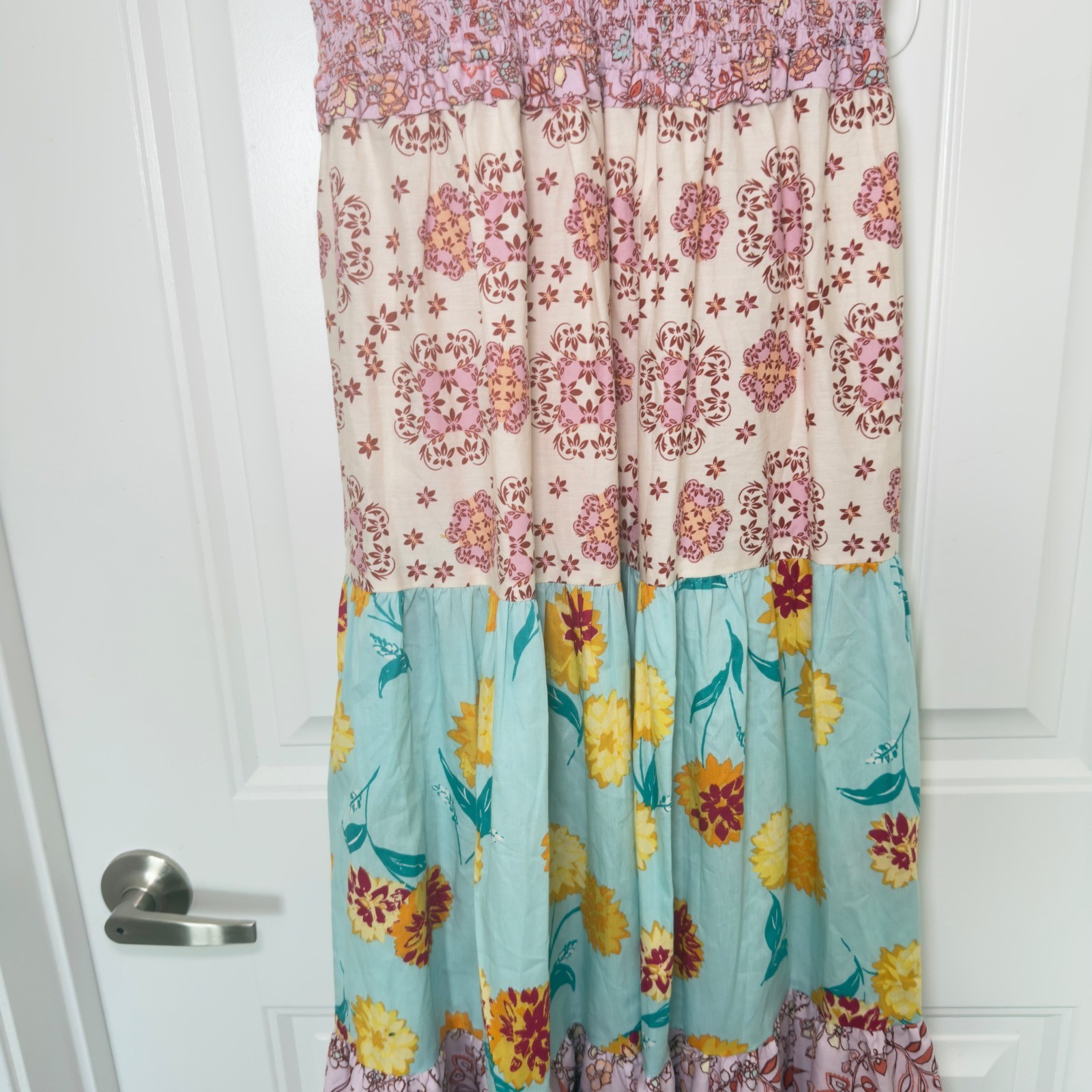 Nanette Lenore Medium Floral Patchwork Cottagecore Prairie Chic Hippie Dress