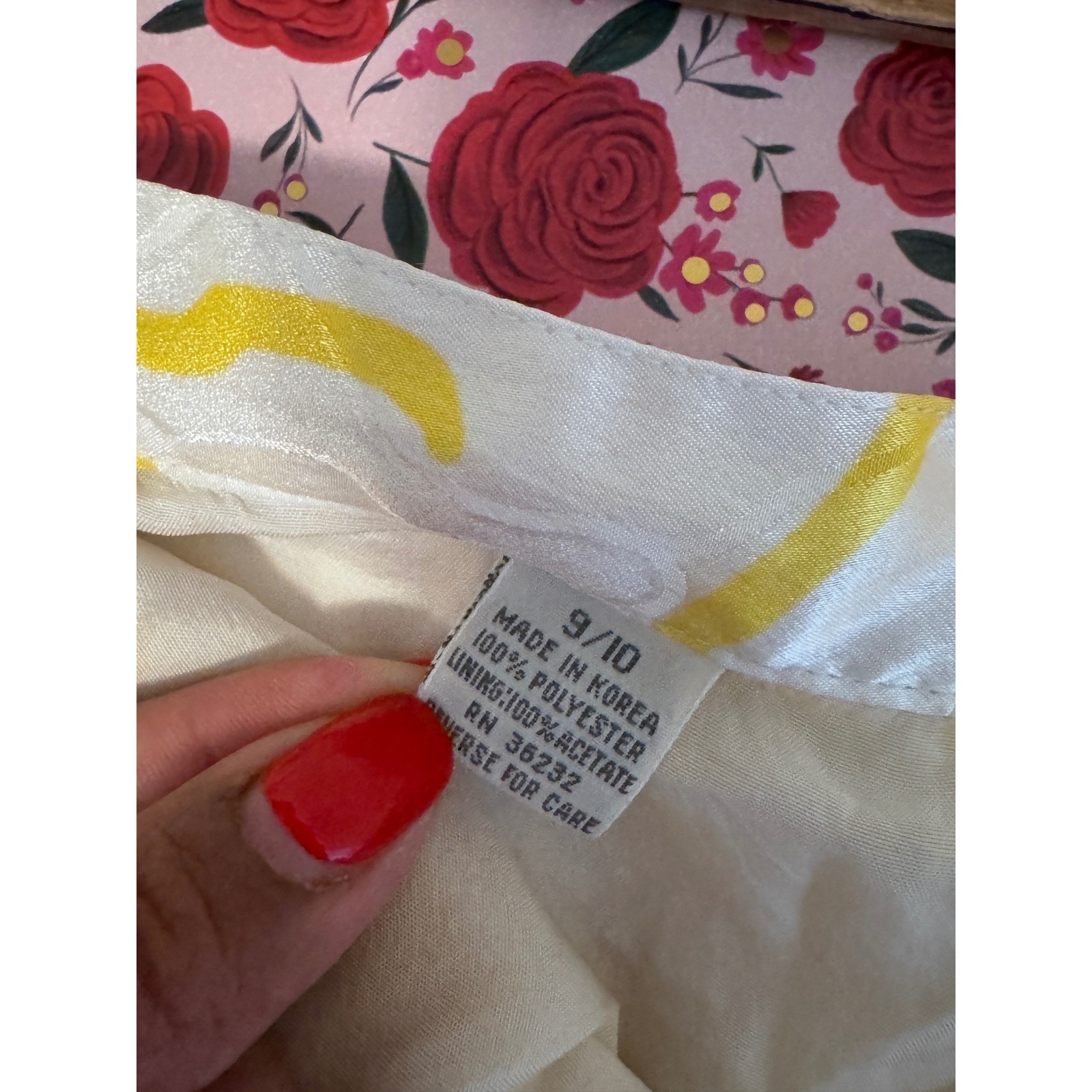 Vintage J. Gallery Yellow White Abstract Print 2 Piece Skirt Set Size 9/10 e3