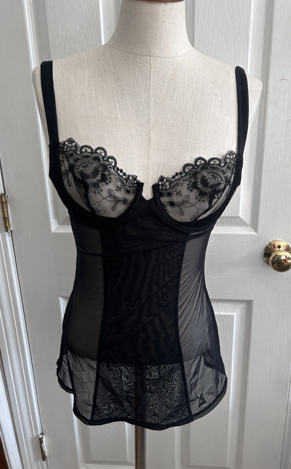 Victoria’s Secret 2008 Black Lingerie Babydoll SZ 34 B Lace Sexy