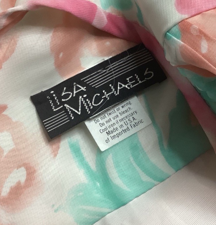 LISA MICHAELS Floral Watercolor Pastel Vintage 80s Dress Size 10 Made In USA